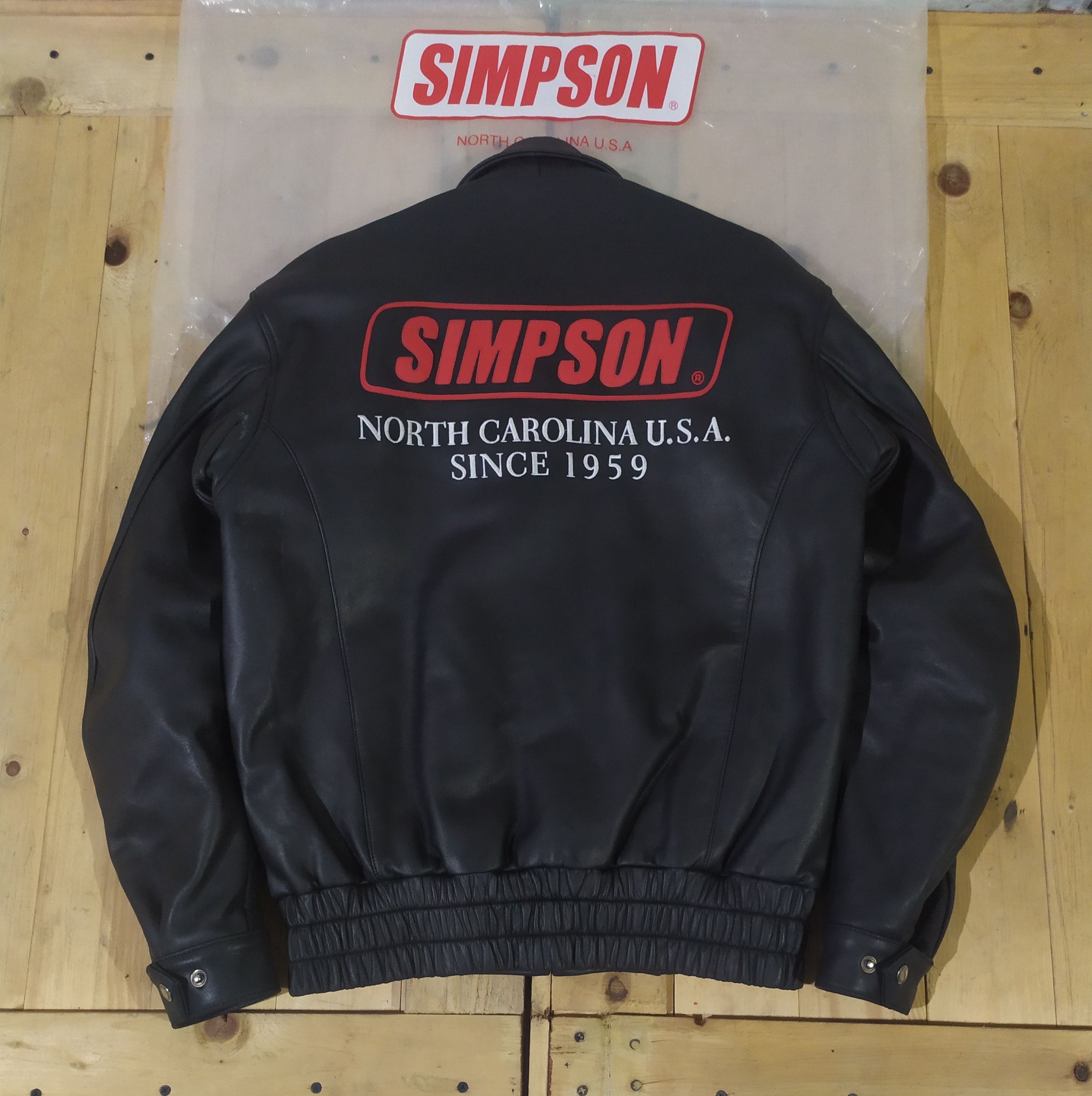 Genuine Leather SIMPSON® NORTH CAROLINA U. S.A LEATHER RIDER JACKET Size US L / EU 52-54 / 3 - 11 Thumbnail