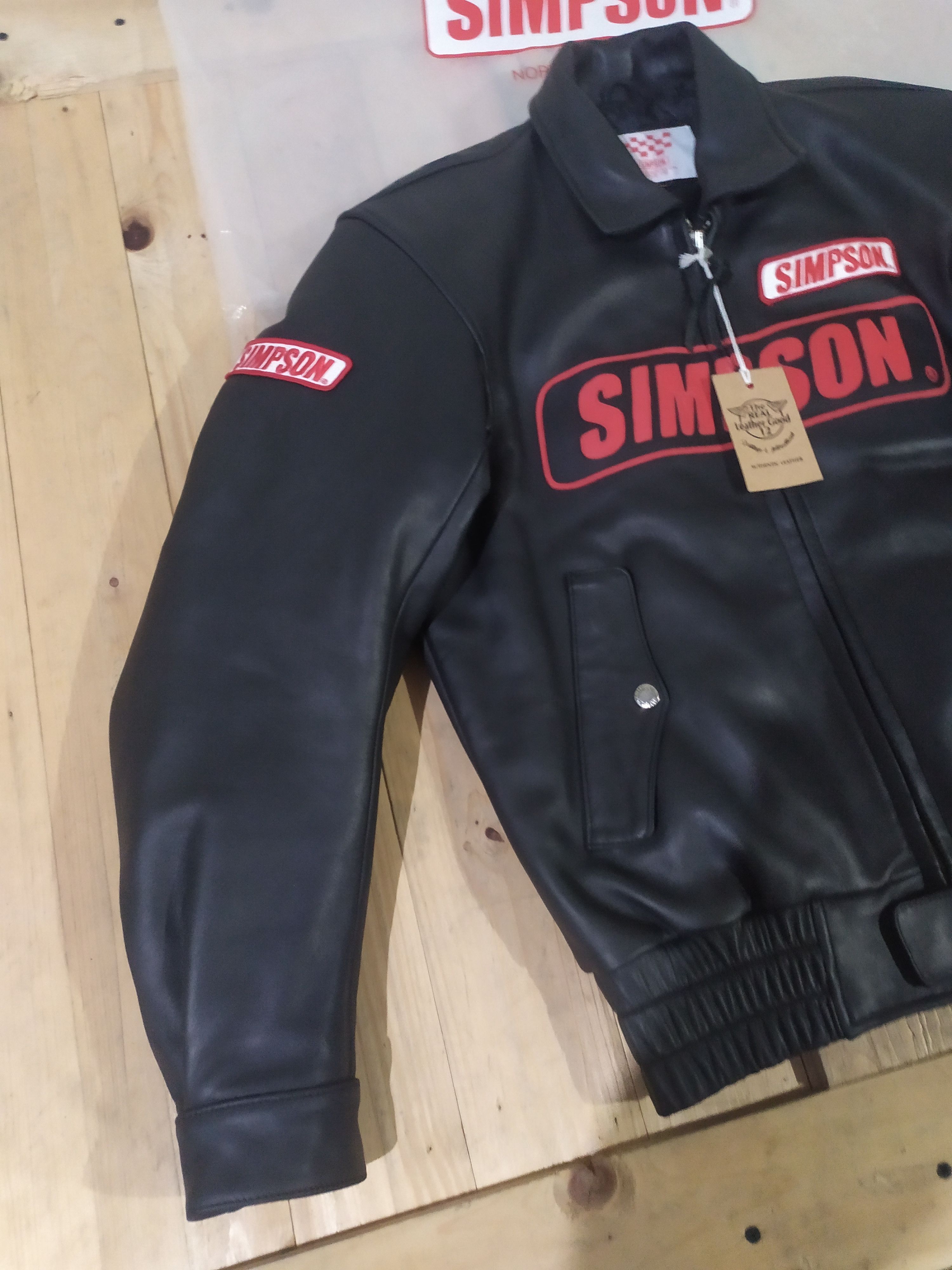 Genuine Leather SIMPSON® NORTH CAROLINA U. S.A LEATHER RIDER JACKET Size US L / EU 52-54 / 3 - 4 Thumbnail