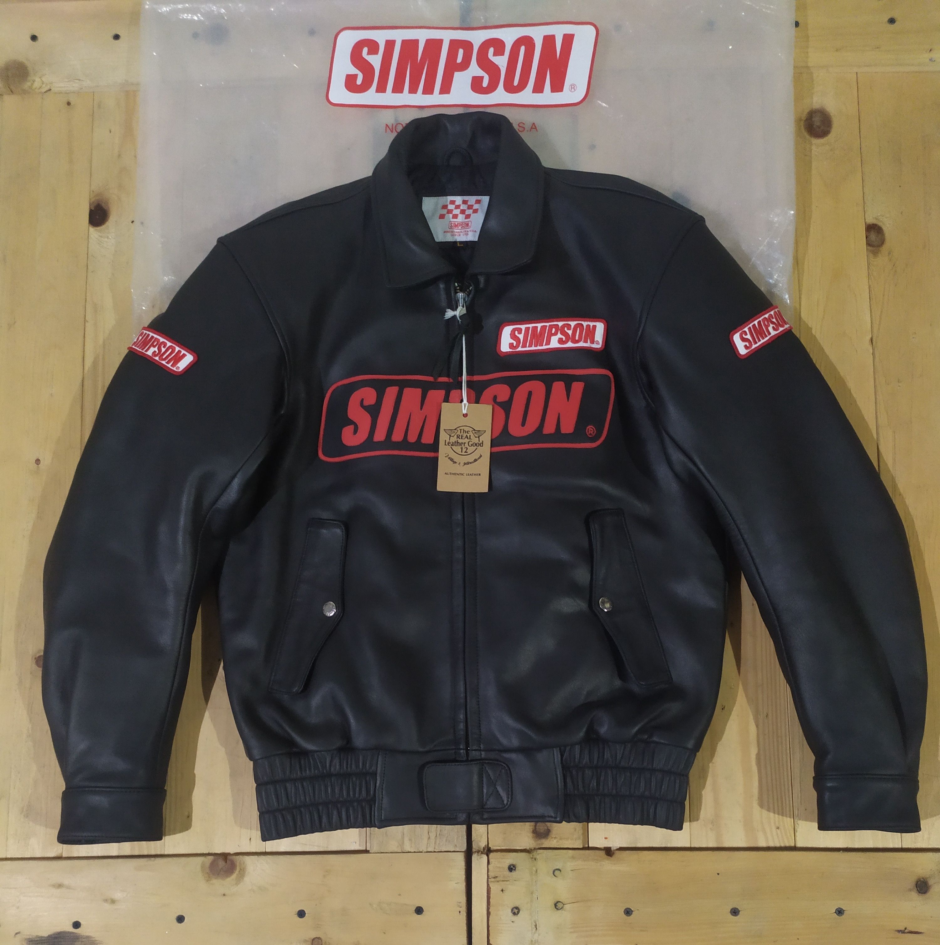 Genuine Leather SIMPSON® NORTH CAROLINA U. S.A LEATHER RIDER JACKET Size US L / EU 52-54 / 3 - 1 Thumbnail