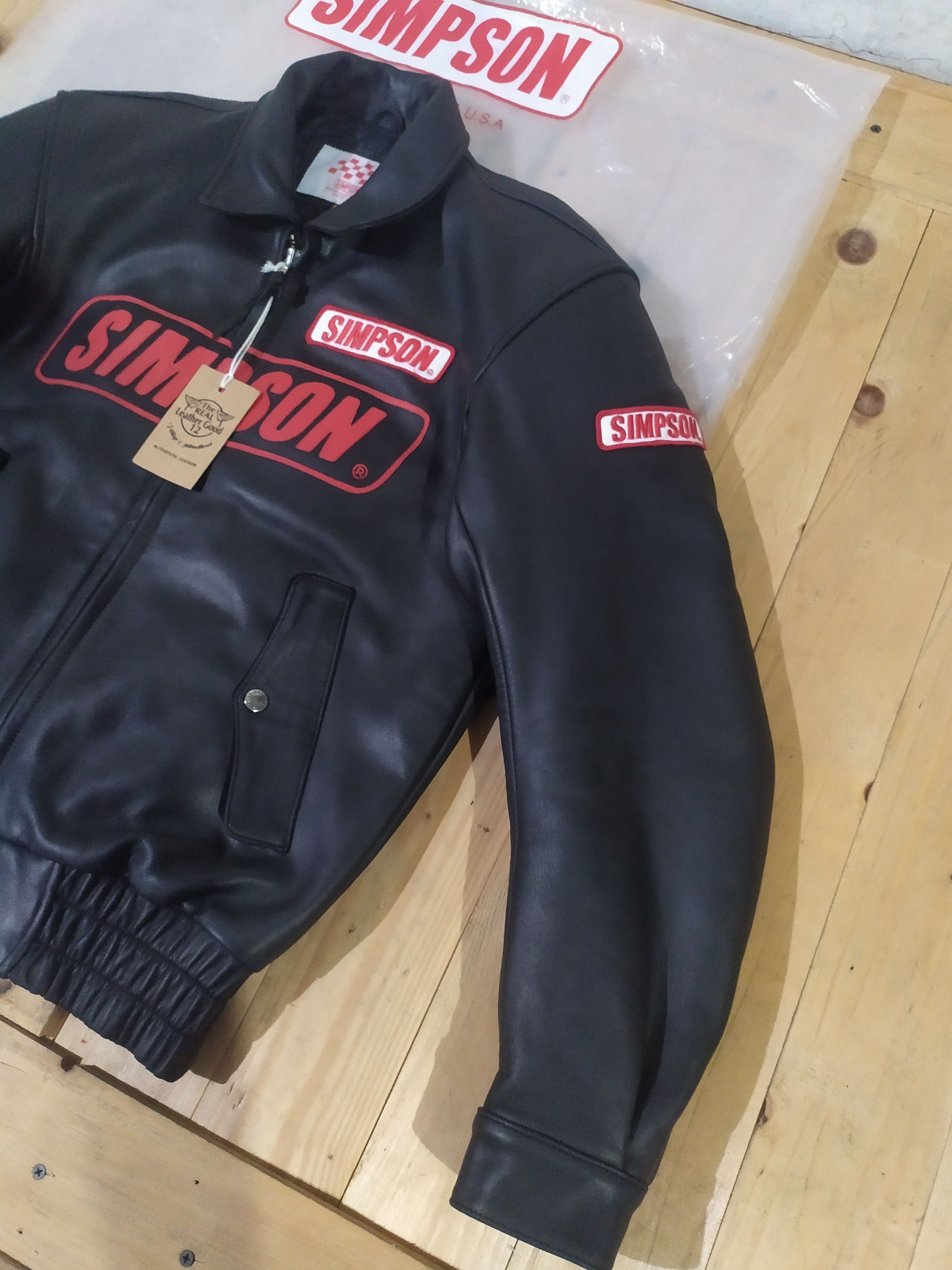 Genuine Leather SIMPSON® NORTH CAROLINA U. S.A LEATHER RIDER JACKET Size US L / EU 52-54 / 3 - 5 Thumbnail