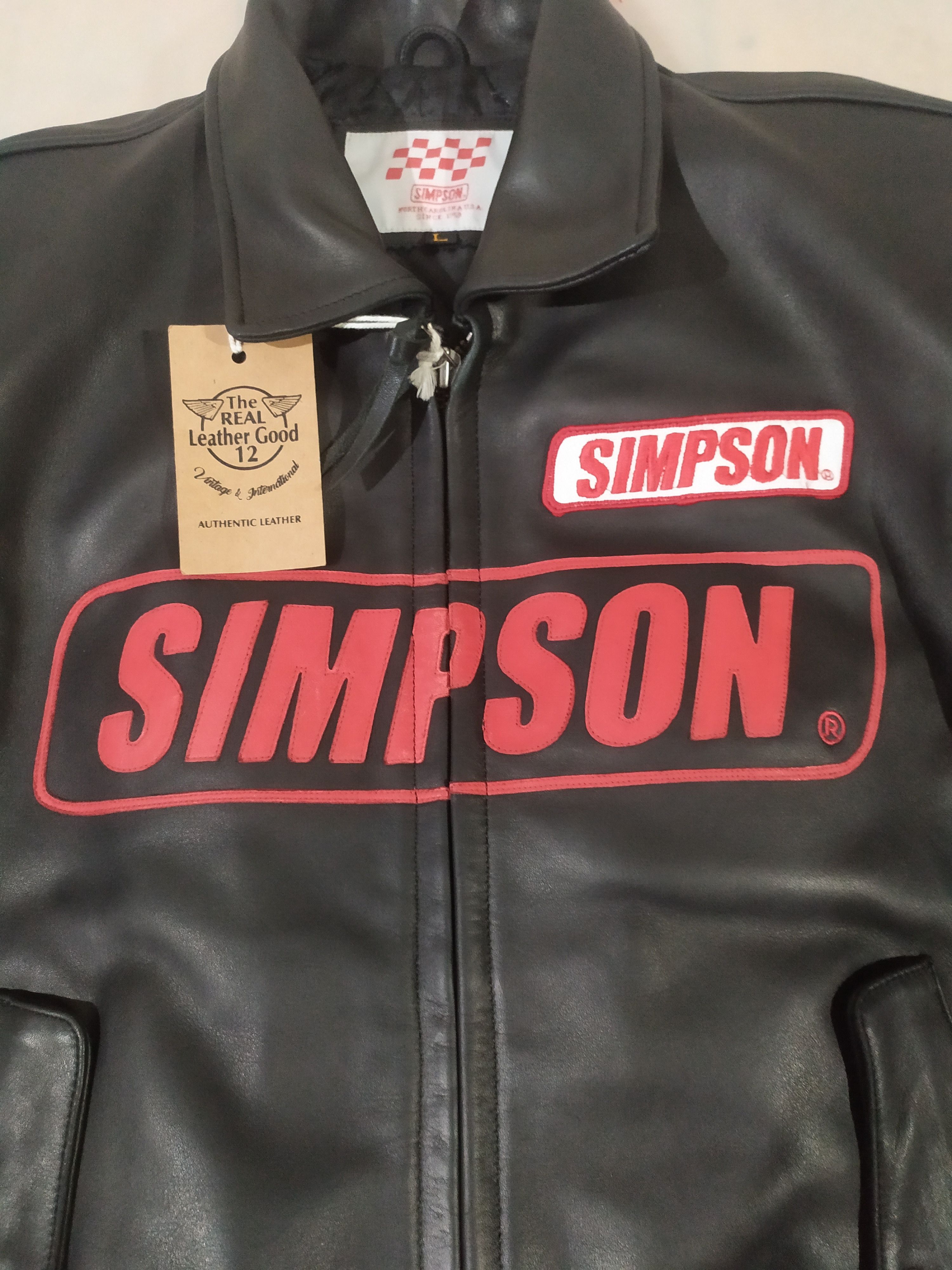 Genuine Leather SIMPSON® NORTH CAROLINA U. S.A LEATHER RIDER JACKET Size US L / EU 52-54 / 3 - 3 Thumbnail
