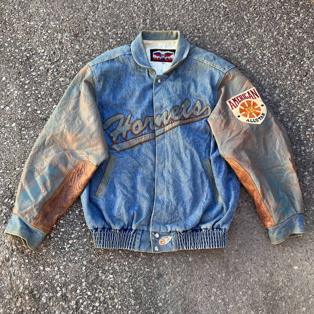 Vintage Vintage Jeff Hamilton Charlotte Hornets Leather/Denim Jacket ...