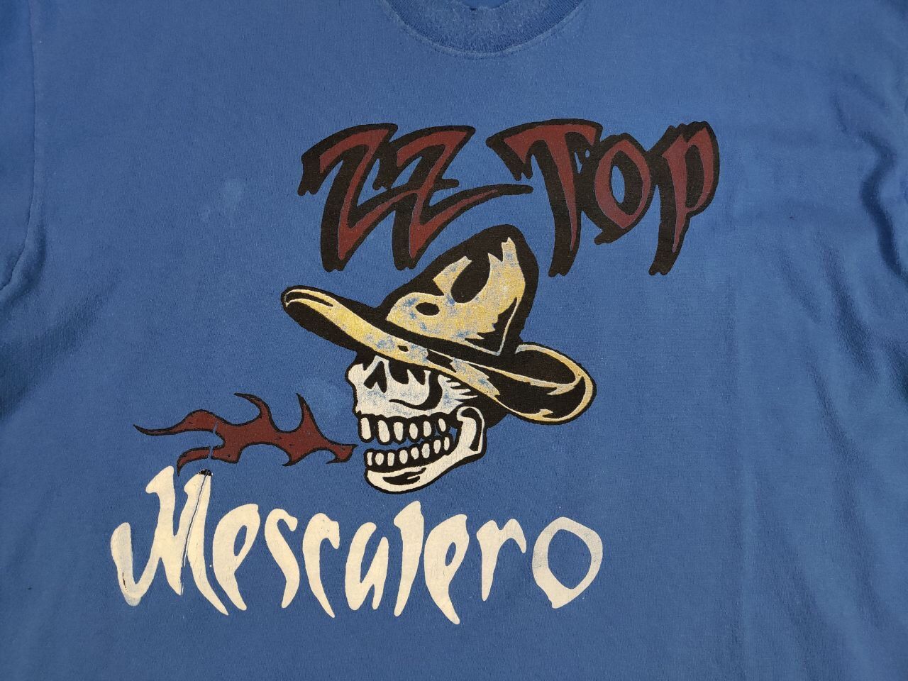Band Tees Vintage 90's ZZ Top Mescalero Blue Tee Band Rock T shirt Size US XL / EU 56 / 4 - 13 Thumbnail