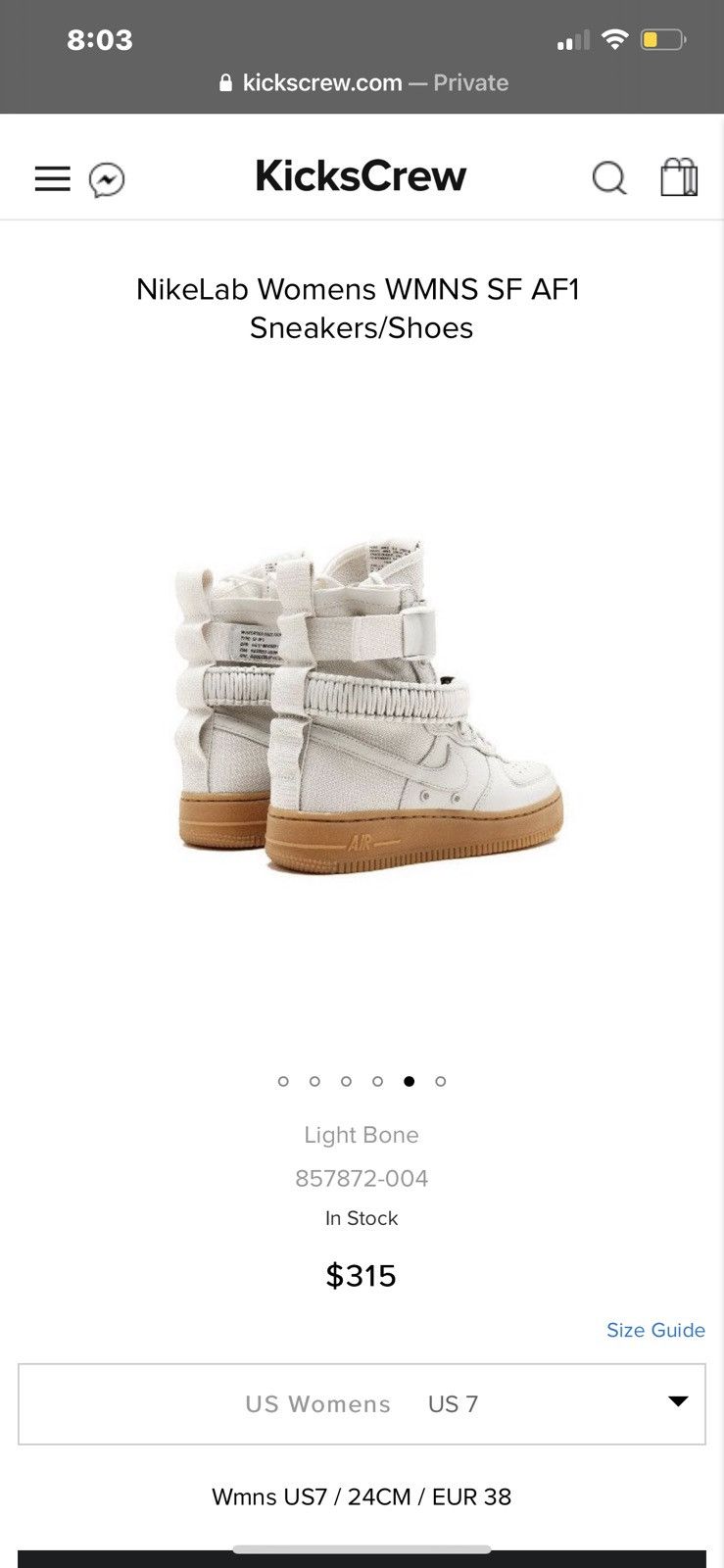 Nike NikeLab Womens WMNS SF AF1 High Sz 7 Bone Size US 7 / IT 37 - 6 Thumbnail