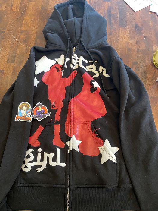 Streetwear black and red Pholoh “Star Girl” zip-up hoodie.🚨LAST STOCK ...