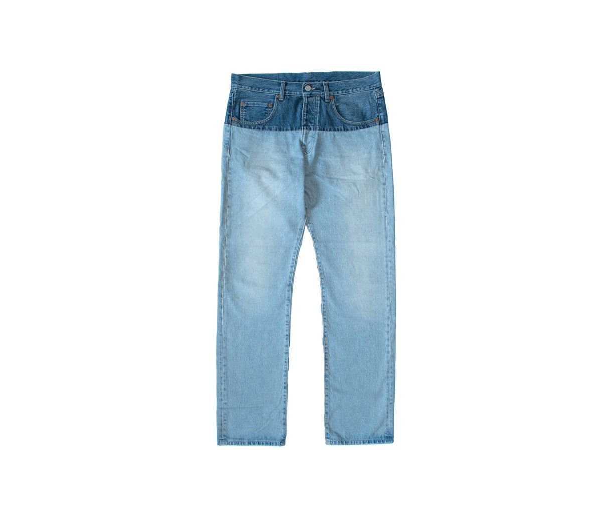 Pre-owned Vetements Ss2019 Split Blue Reworked Denim Trousers