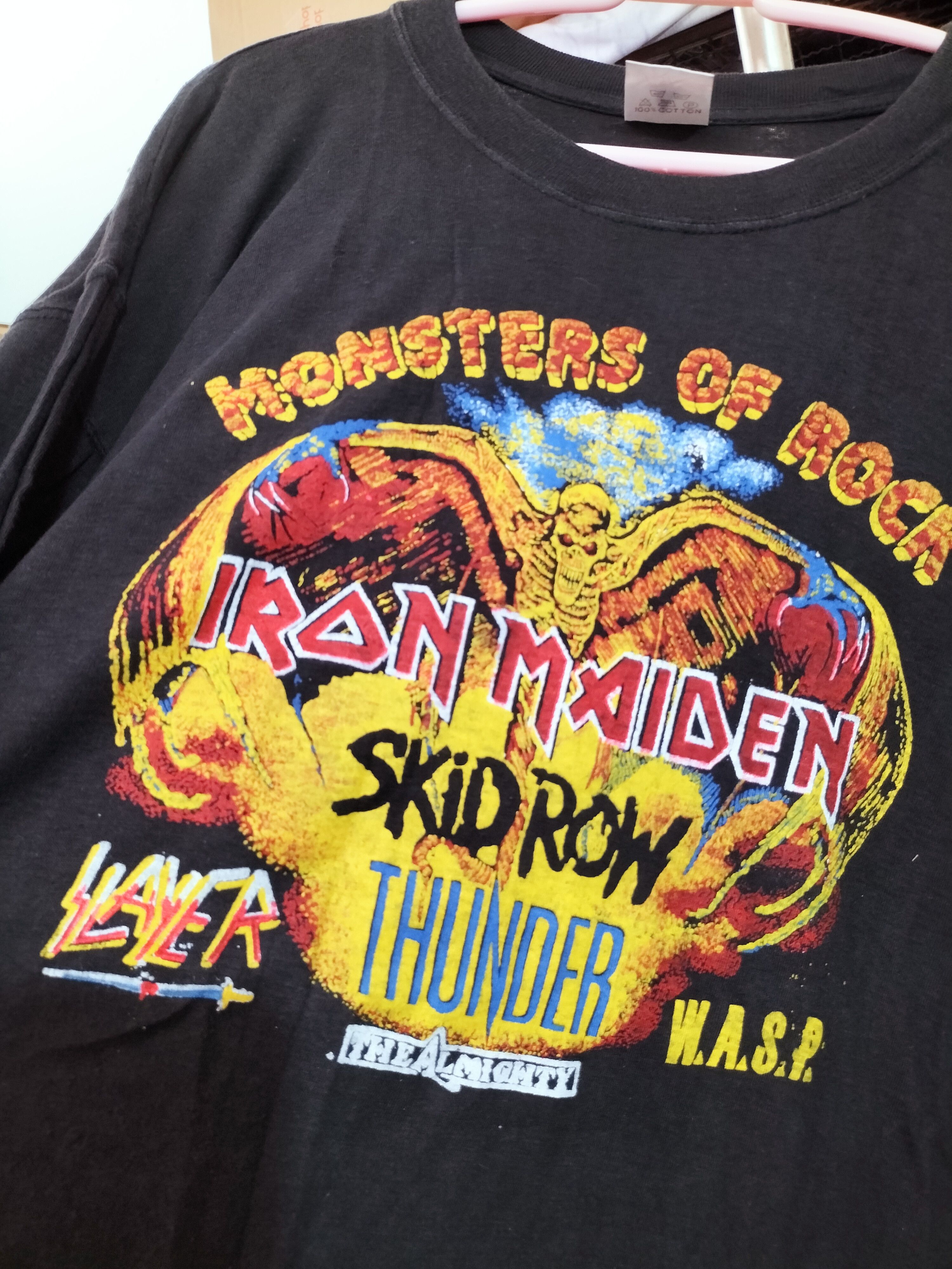Band Tees Vintage 80s Monsters Of Rock Iron Maiden Slayer Wasp Size US L / EU 52-54 / 3 - 3 Thumbnail