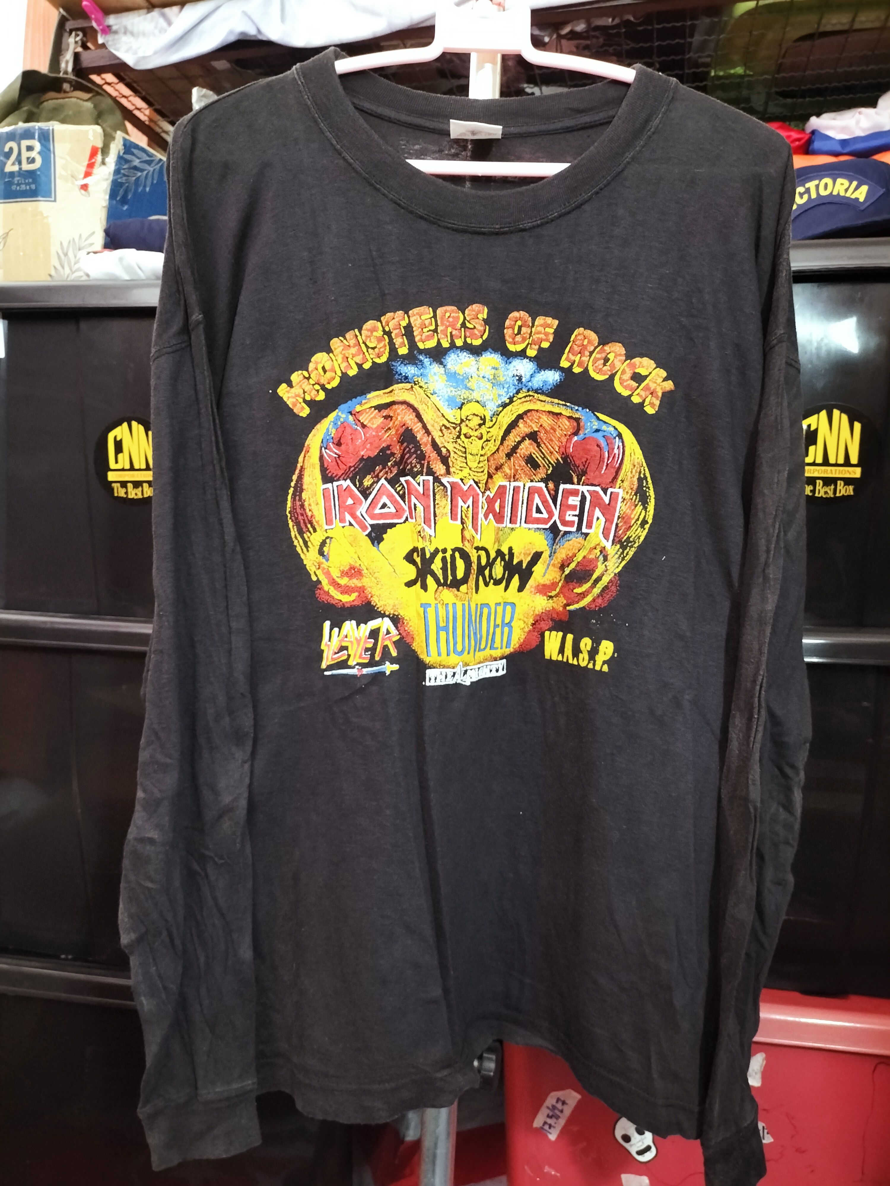 Band Tees Vintage 80s Monsters Of Rock Iron Maiden Slayer Wasp Size US L / EU 52-54 / 3 - 2 Thumbnail