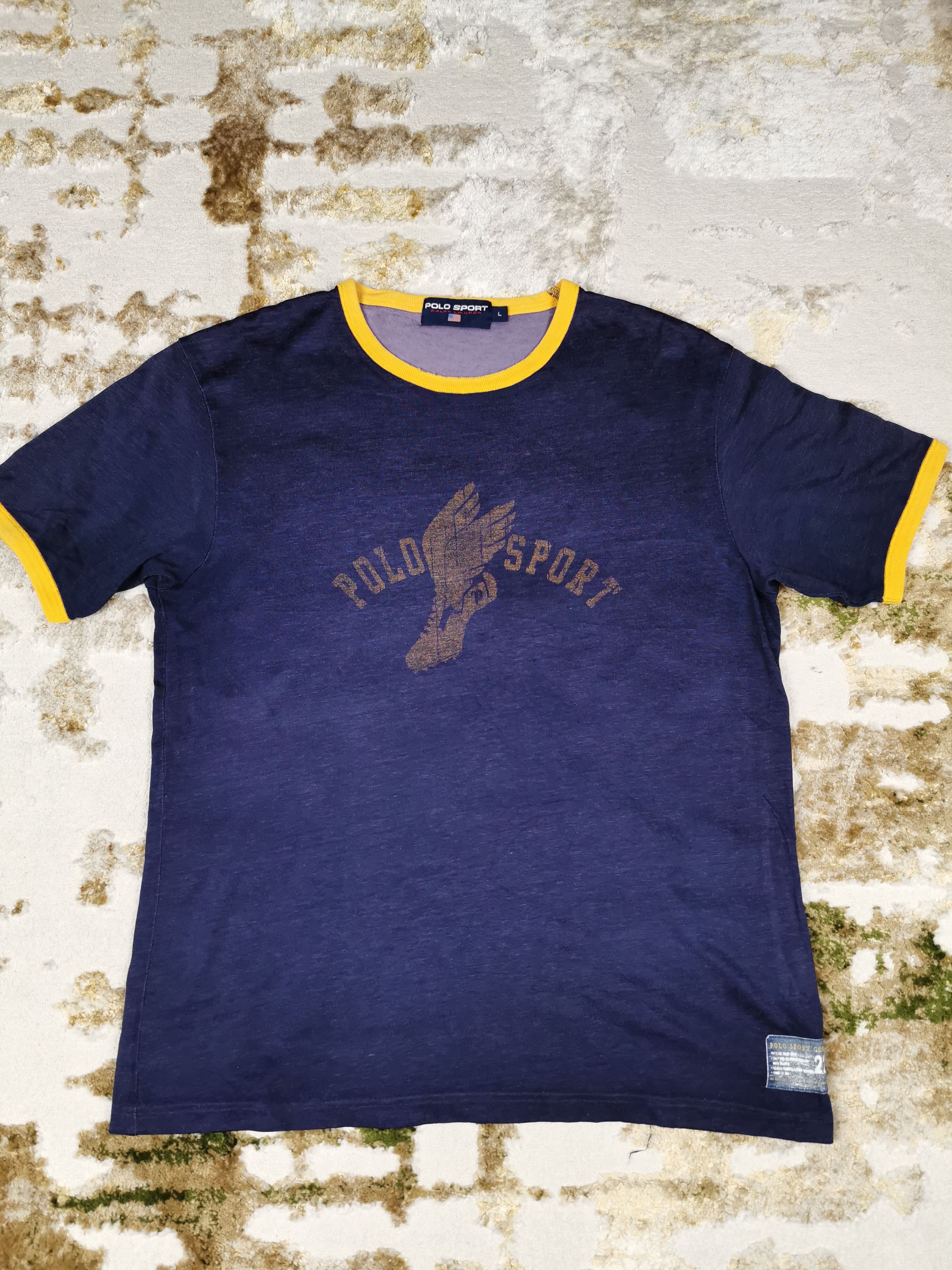 Polo Ralph Lauren Vintage Polo Sport Ralph Lauren P Wings T shirt Faded Size US L / EU 52-54 / 3 - 2 Thumbnail