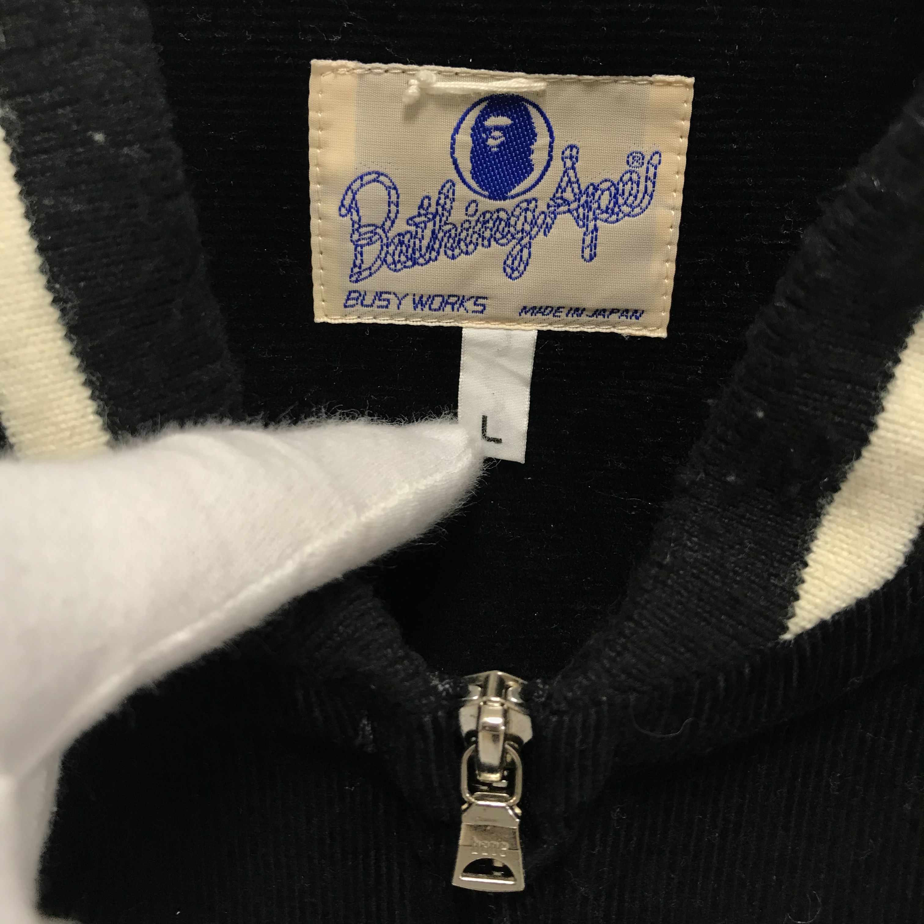 Bape [XL] A BATHING APE BAPE CORDUROY BOMBER JACKET BLACK Size US XL / EU 56 / 4 - 4 Thumbnail