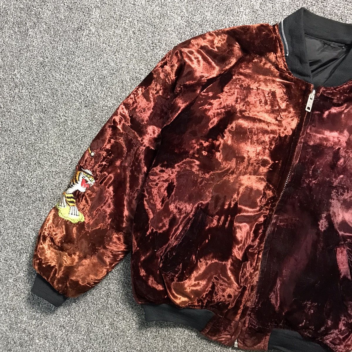 Vintage 💥 Vintage 70s Velvet Sukajan Far East Japan Bomber Jacket Size US L / EU 52-54 / 3 - 5 Thumbnail