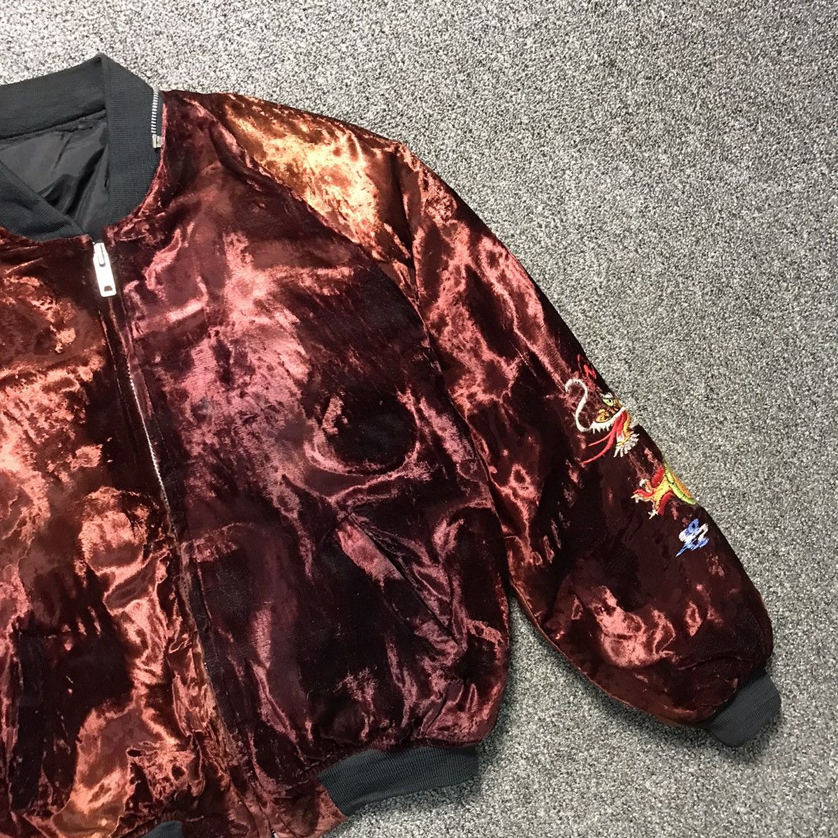 Vintage 💥 Vintage 70s Velvet Sukajan Far East Japan Bomber Jacket Size US L / EU 52-54 / 3 - 6 Thumbnail