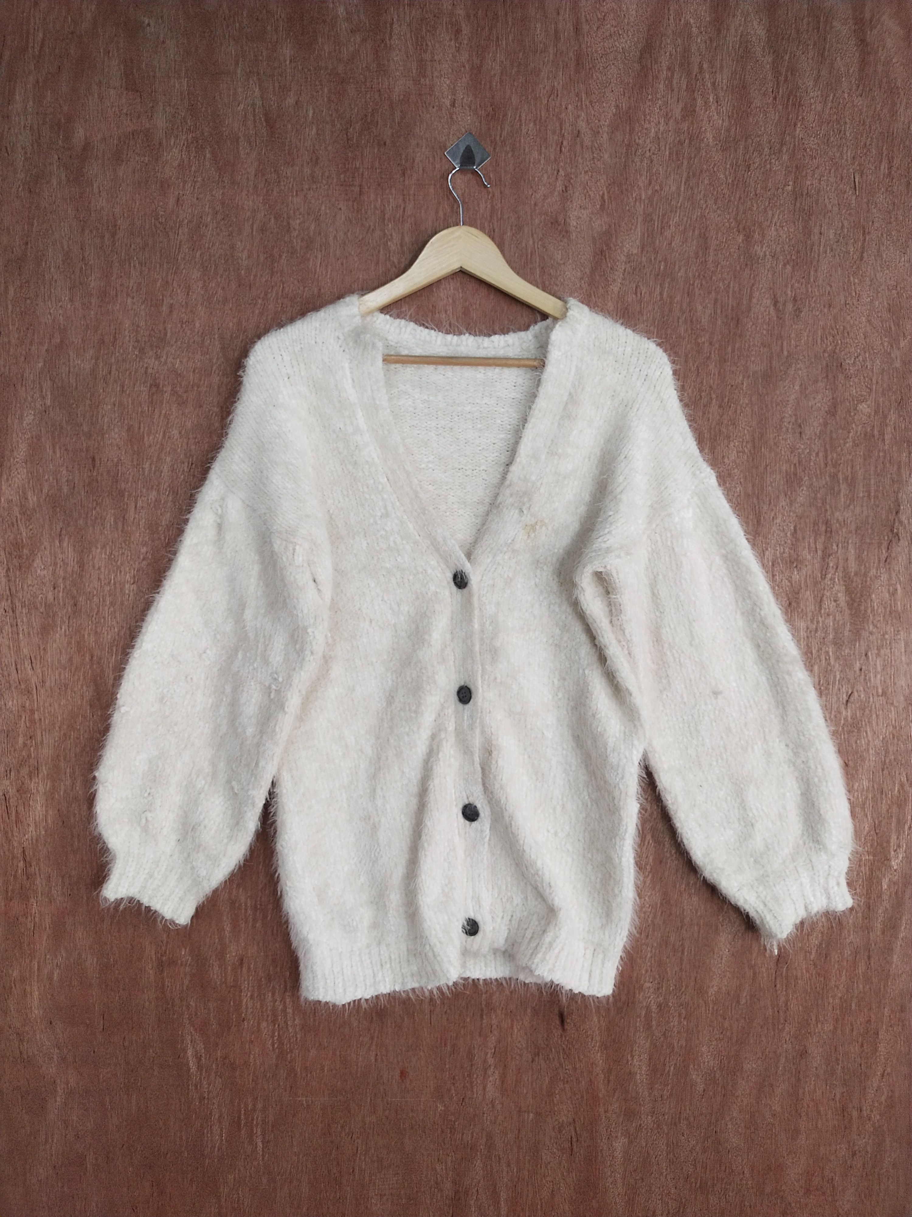 Homespun Knitwear Japan cardigan Cream mohair shaggy knitwear #H269 Size L / US 10 / IT 46 - 1 Thumbnail