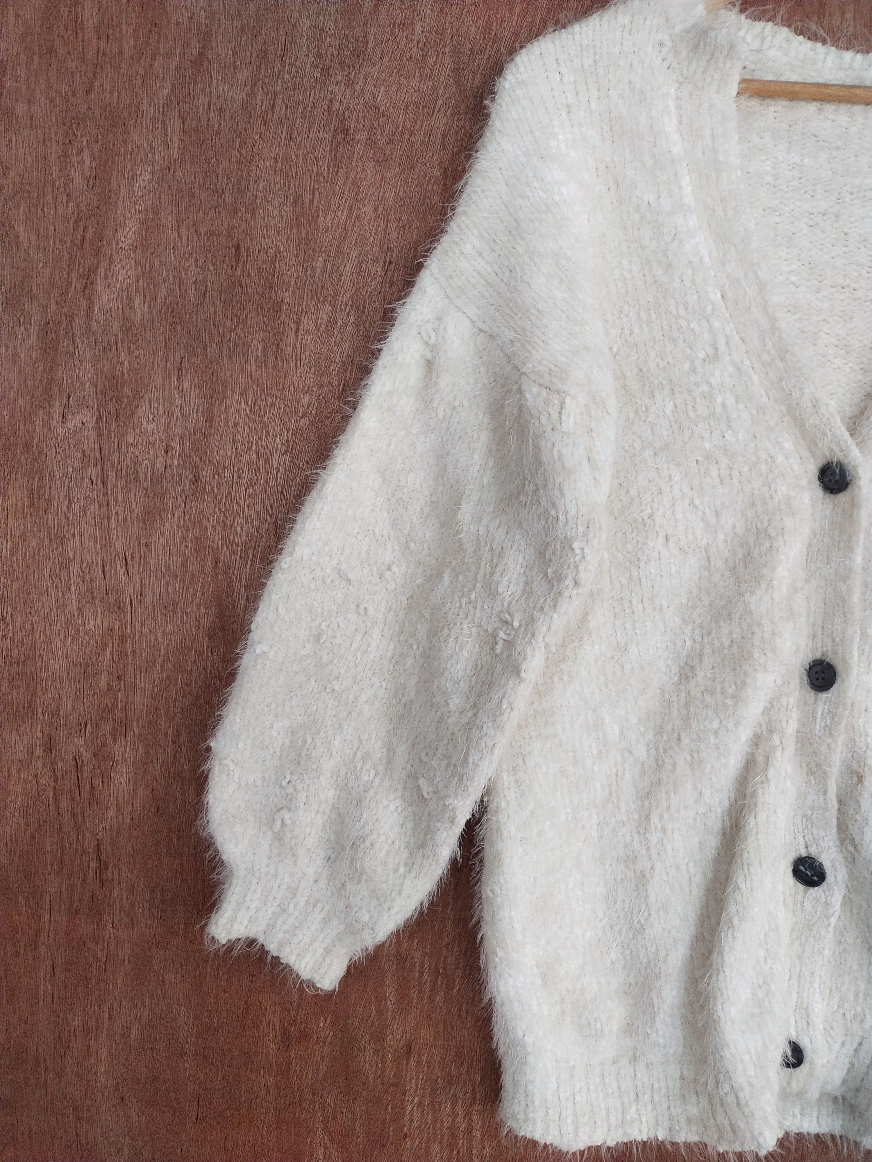 Homespun Knitwear Japan cardigan Cream mohair shaggy knitwear #H269 Size L / US 10 / IT 46 - 5 Thumbnail