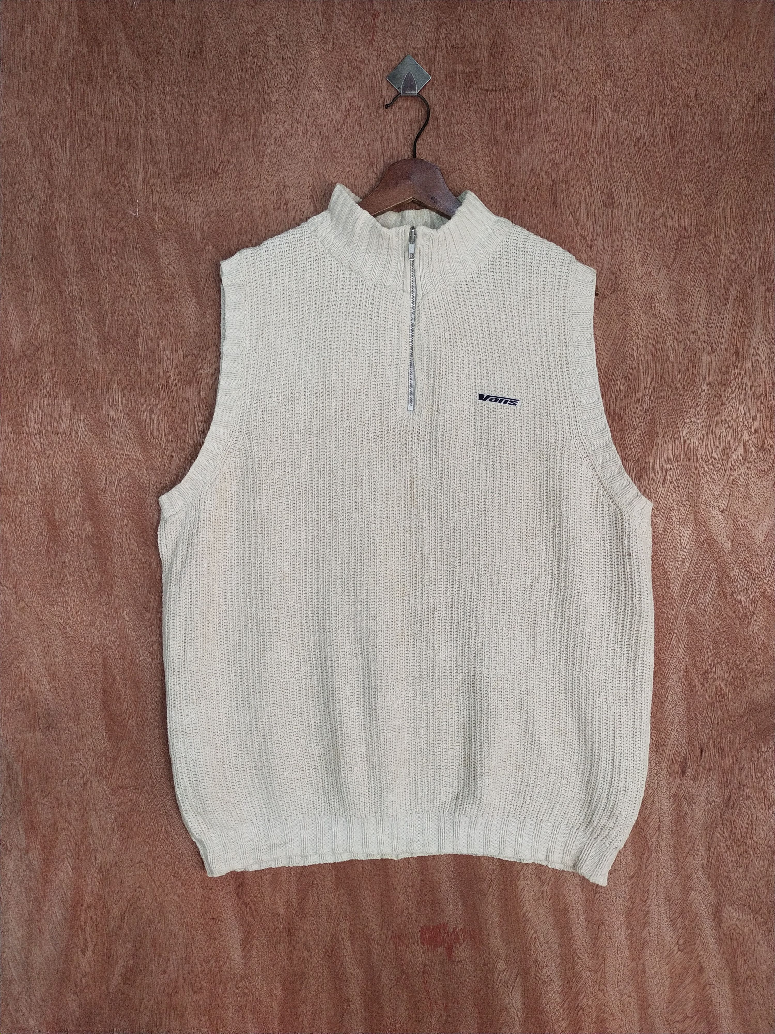 Vans white sleeveless vest knitwear #S086