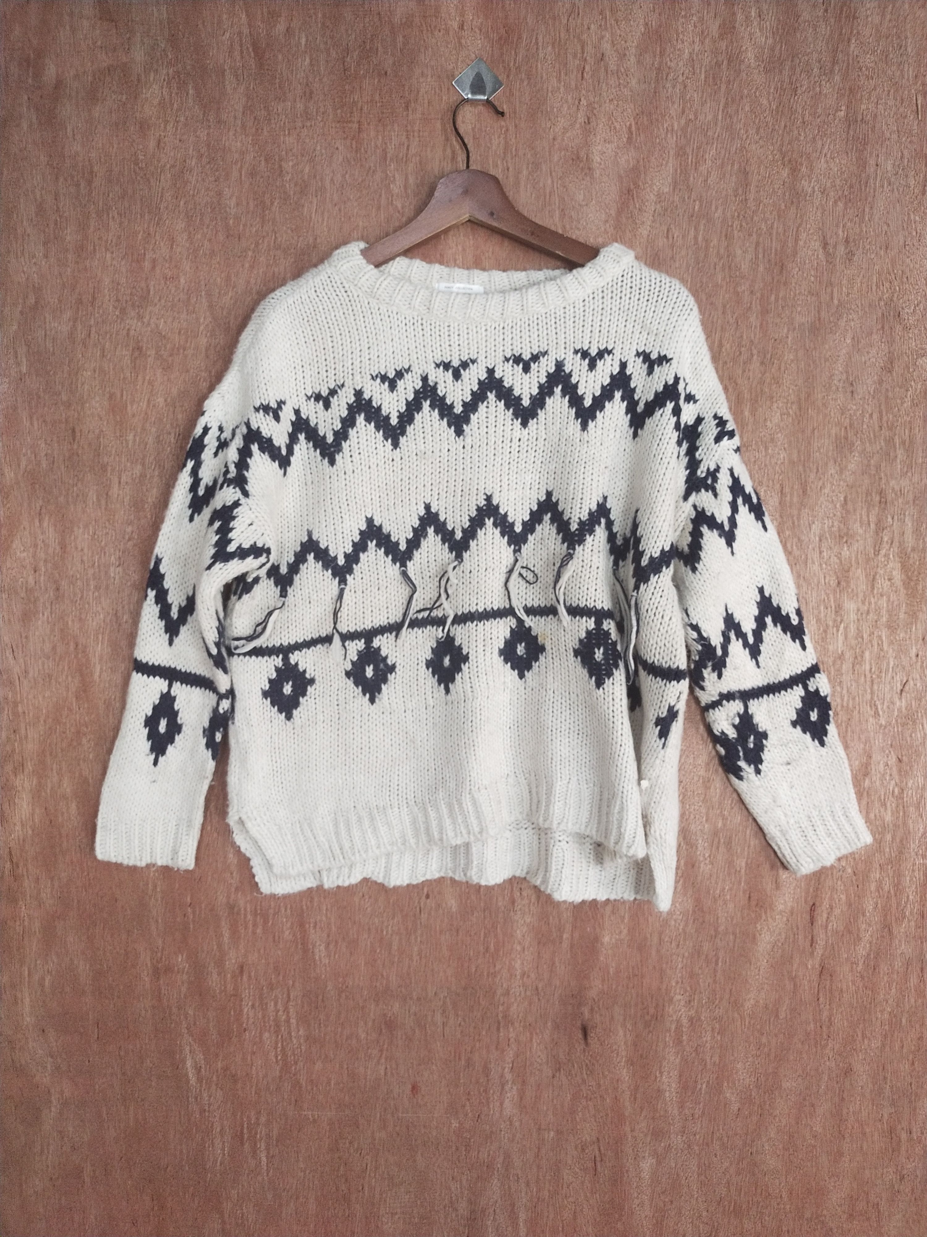 Japanese Brand Fancy Collection white art sweatshirt knitwear #S008 Size US M / EU 48-50 / 2 - 1 Thumbnail