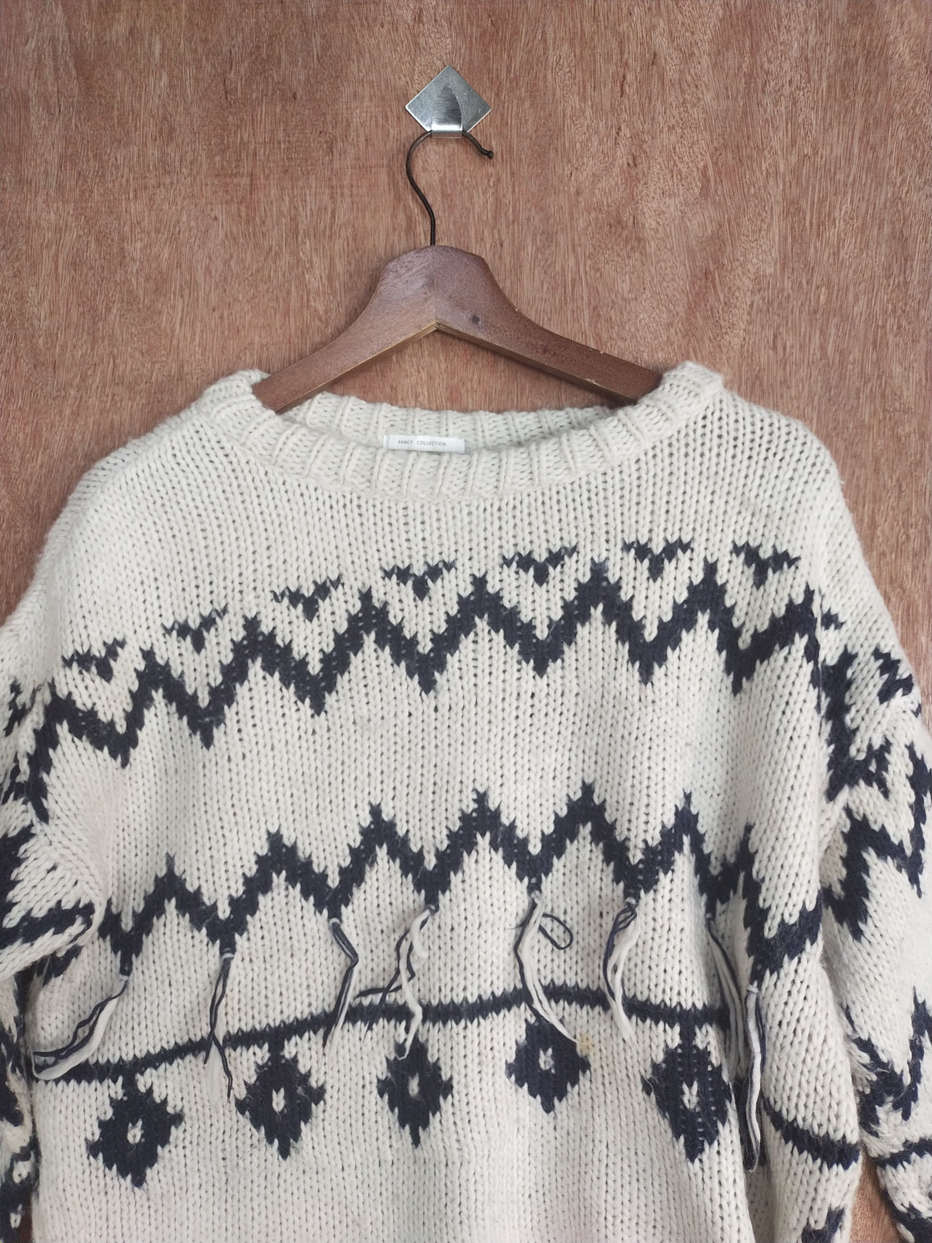 Japanese Brand Fancy Collection white art sweatshirt knitwear #S008 Size US M / EU 48-50 / 2 - 2 Thumbnail