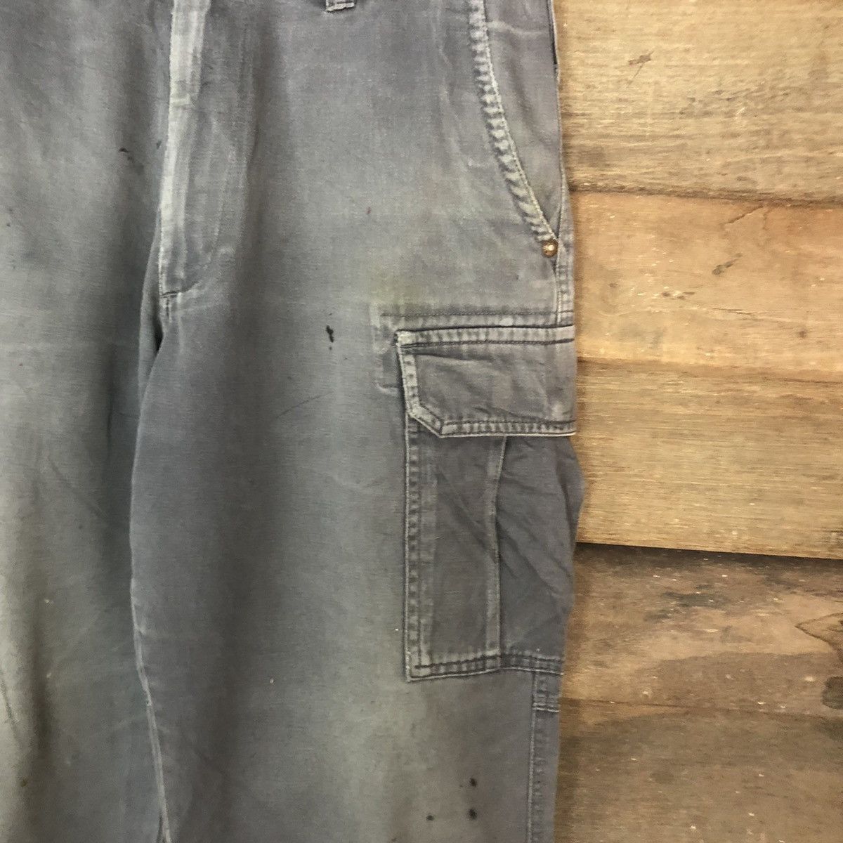 Faded Glory × Japanese Brand Burtle Grey Faded Cargo Multipocket Pants #6849 Size US 31 - 7 Thumbnail