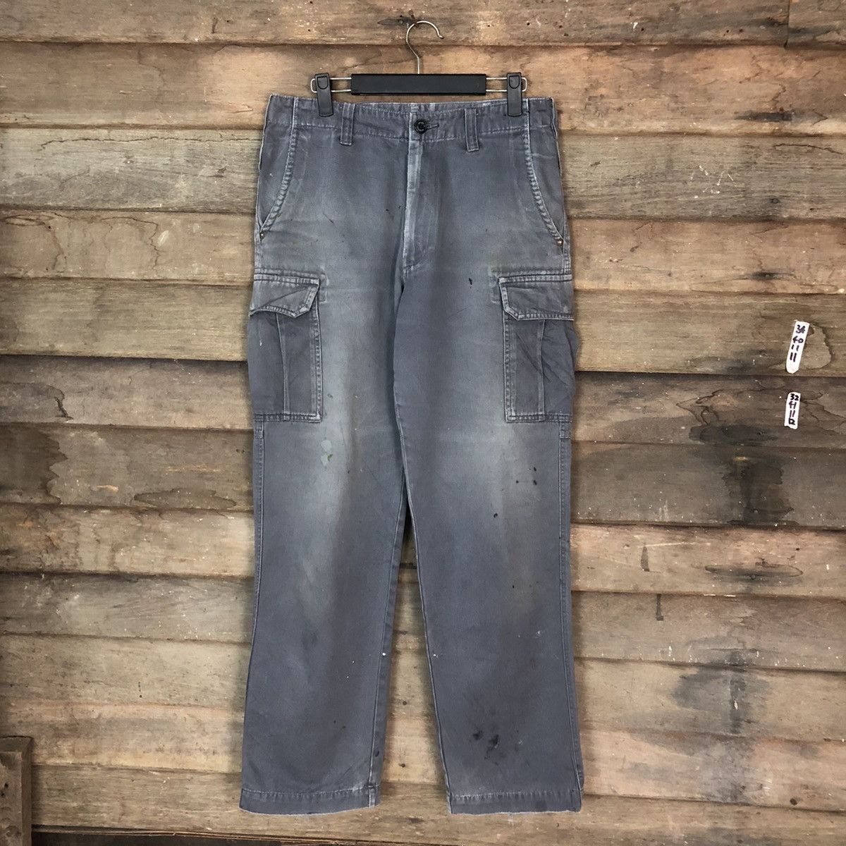 Faded Glory × Japanese Brand Burtle Grey Faded Cargo Multipocket Pants #6849 Size US 31 - 1 Thumbnail