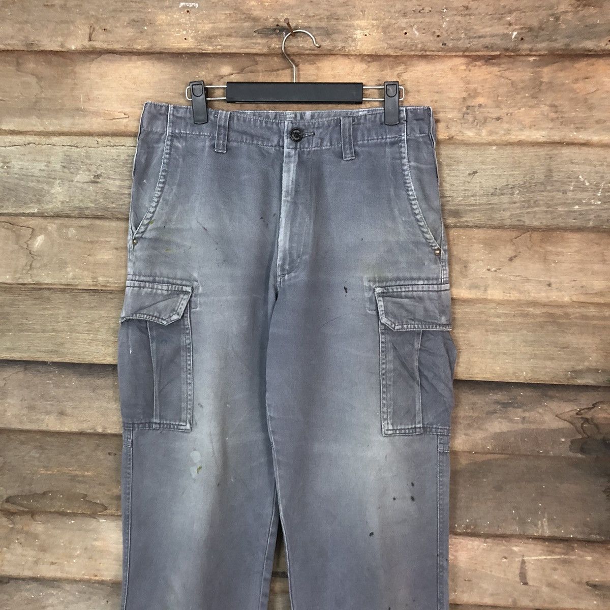 Faded Glory × Japanese Brand Burtle Grey Faded Cargo Multipocket Pants #6849 Size US 31 - 2 Thumbnail