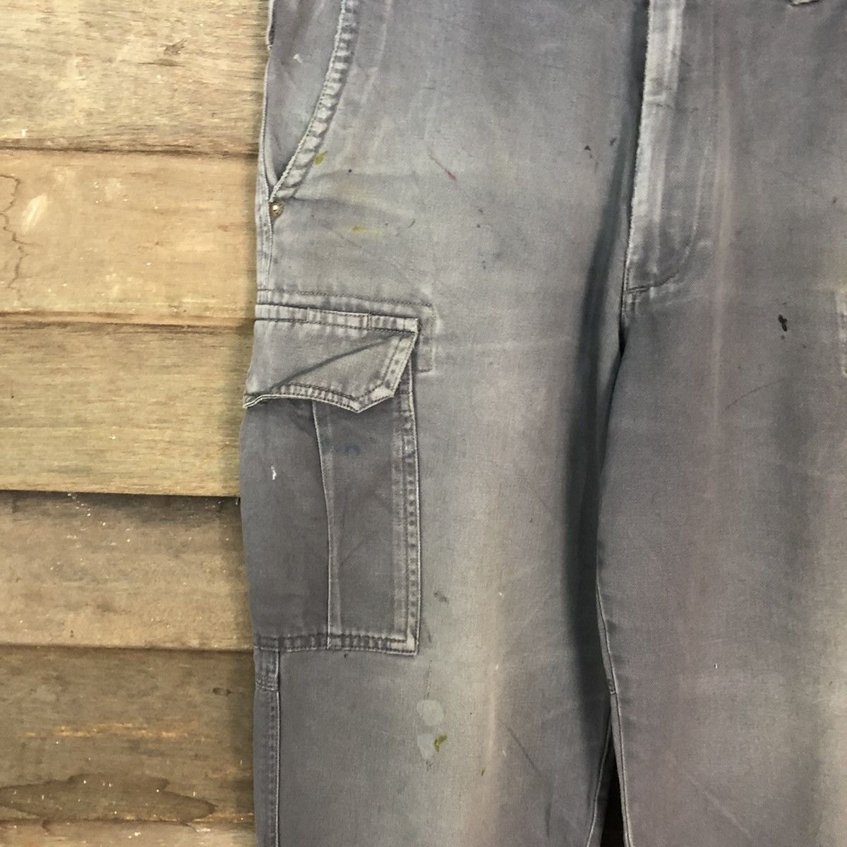 Faded Glory × Japanese Brand Burtle Grey Faded Cargo Multipocket Pants #6849 Size US 31 - 6 Thumbnail