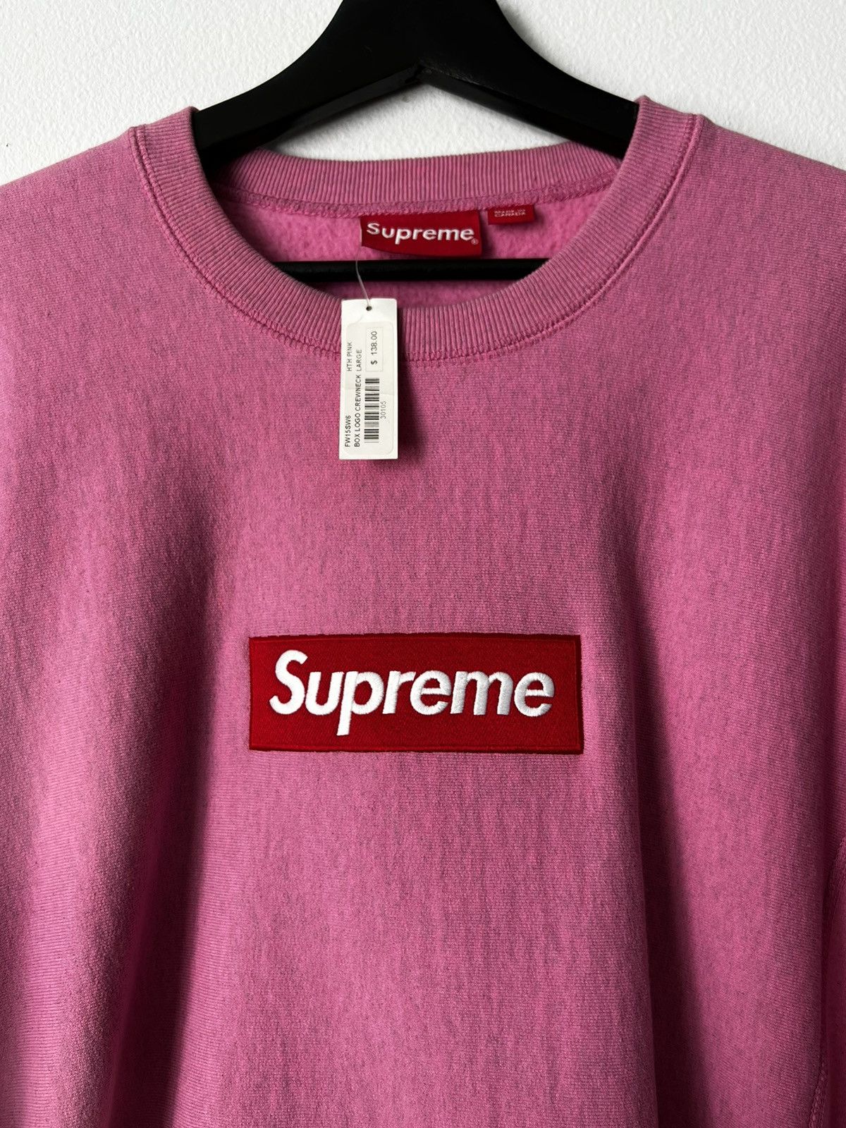 Supreme FW15 Heather Pink Box Logo Crewneck Size US L / EU 52-54 / 3 - 2 Thumbnail