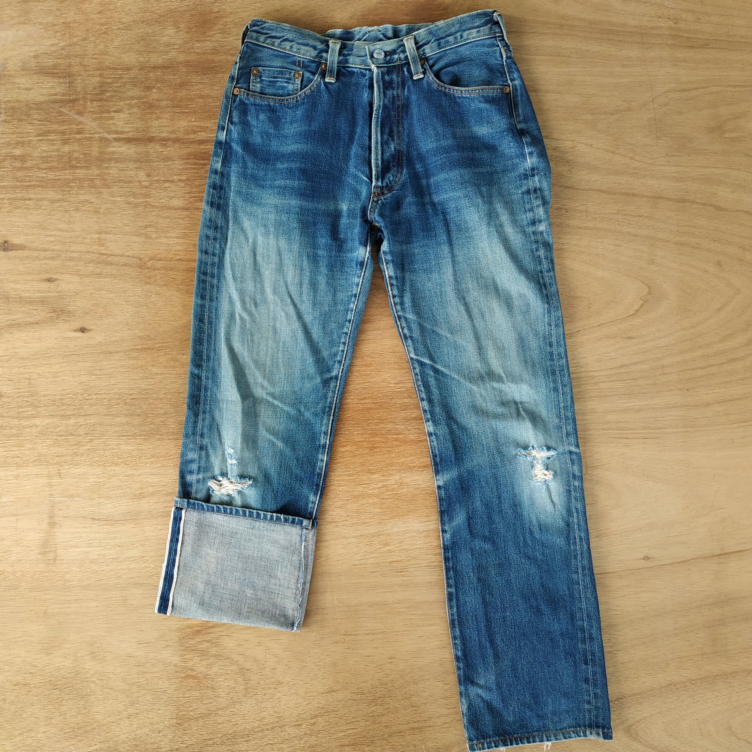 Japanese Brand × Vintage DENIM DISTRESSED VINTAGE SEWING CHOP O'alls SELVEDGE Size US 29 - 1 Thumbnail