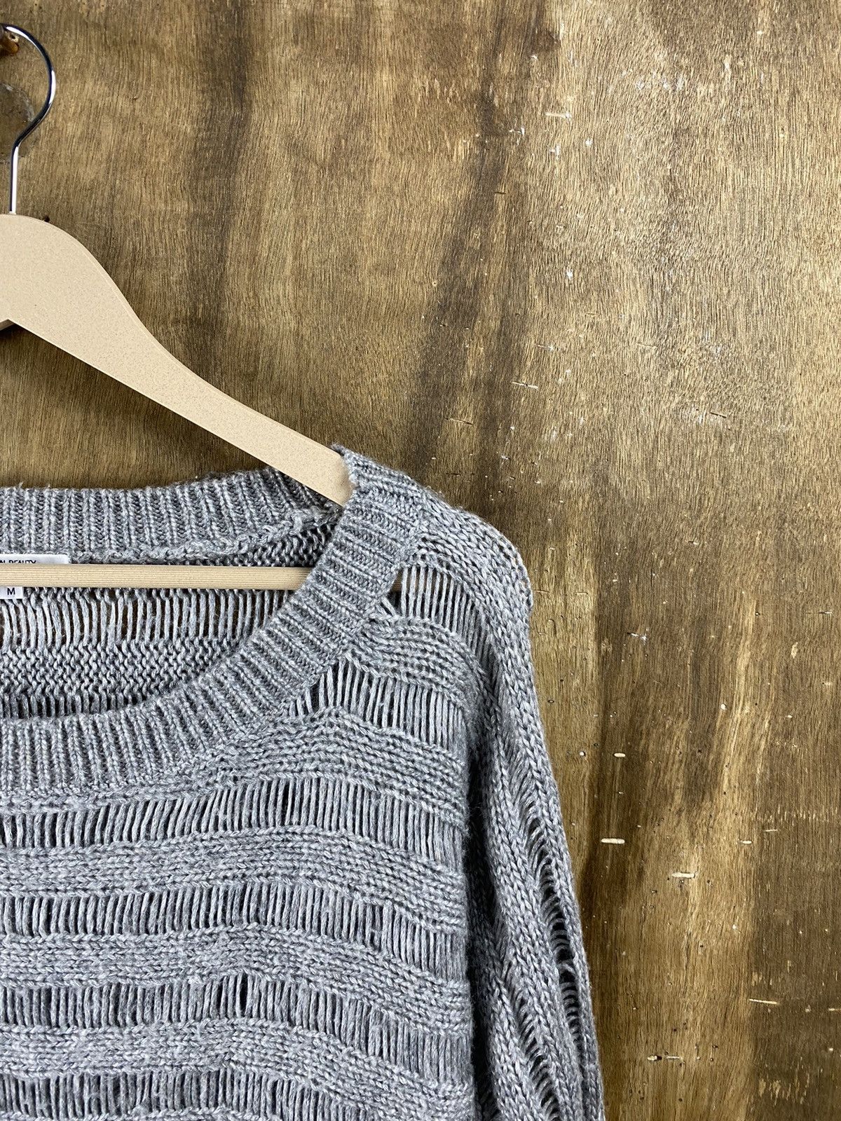 Homespun Knitwear × Japanese Brand Natural Beauty Basic distressed Knitwear #Z076 Size US M / EU 48-50 / 2 - 3 Thumbnail