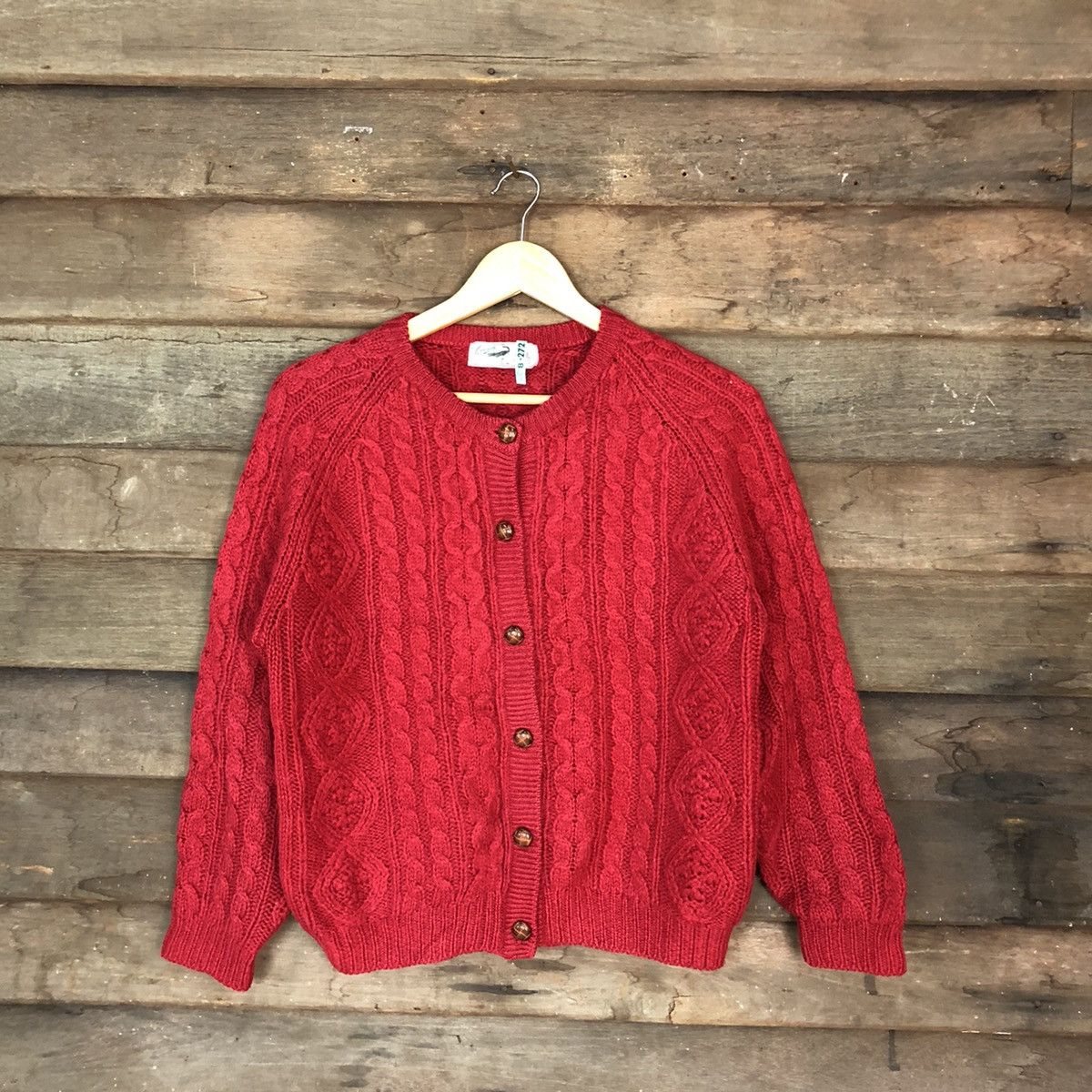 Crocodile Red Patterned cable knitwear Cardigans #H252