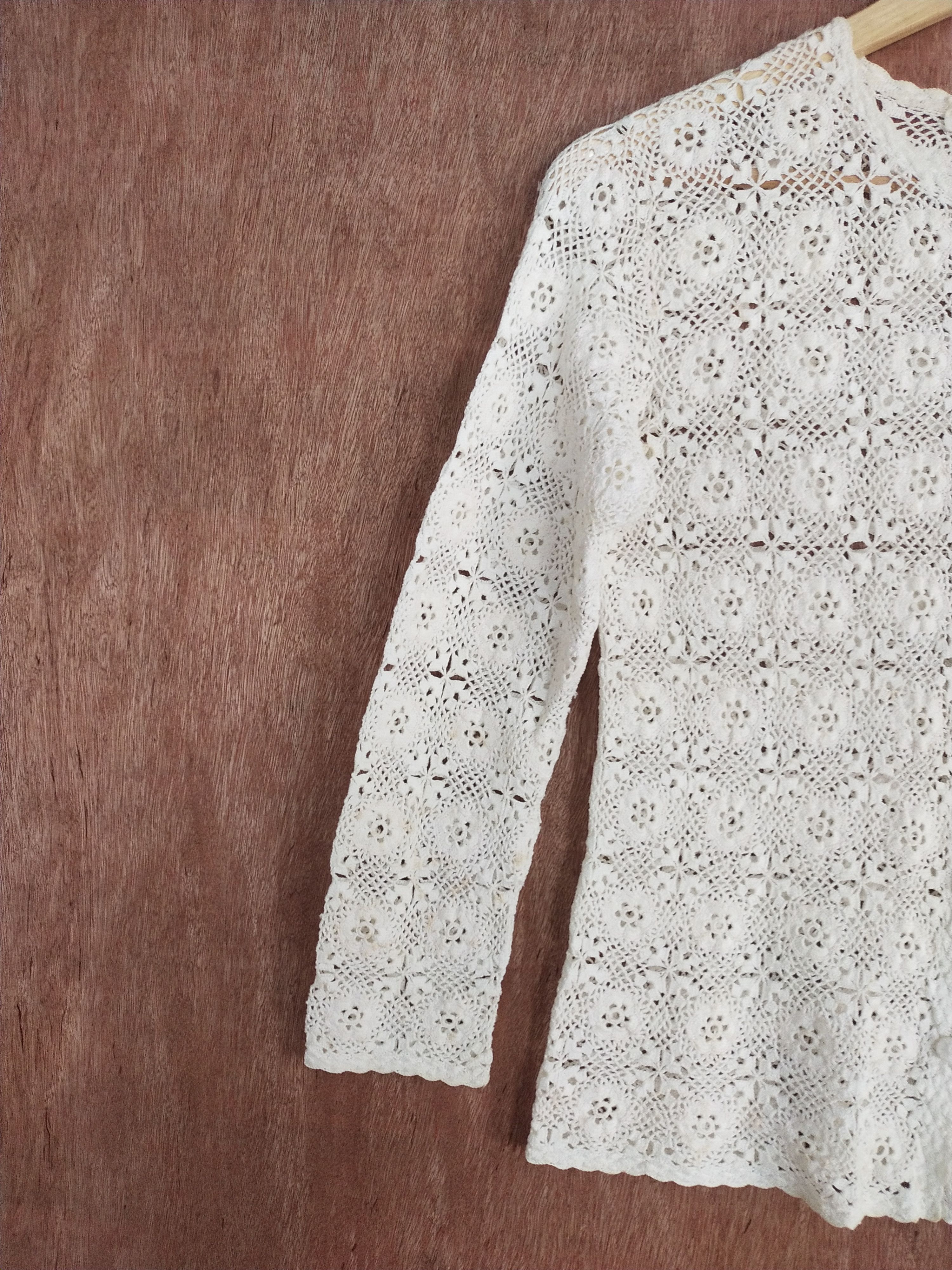 Japanese Brand Japan vintage crochet mesh net White knitwear #273 Size M / US 6-8 / IT 42-44 - 5 Thumbnail
