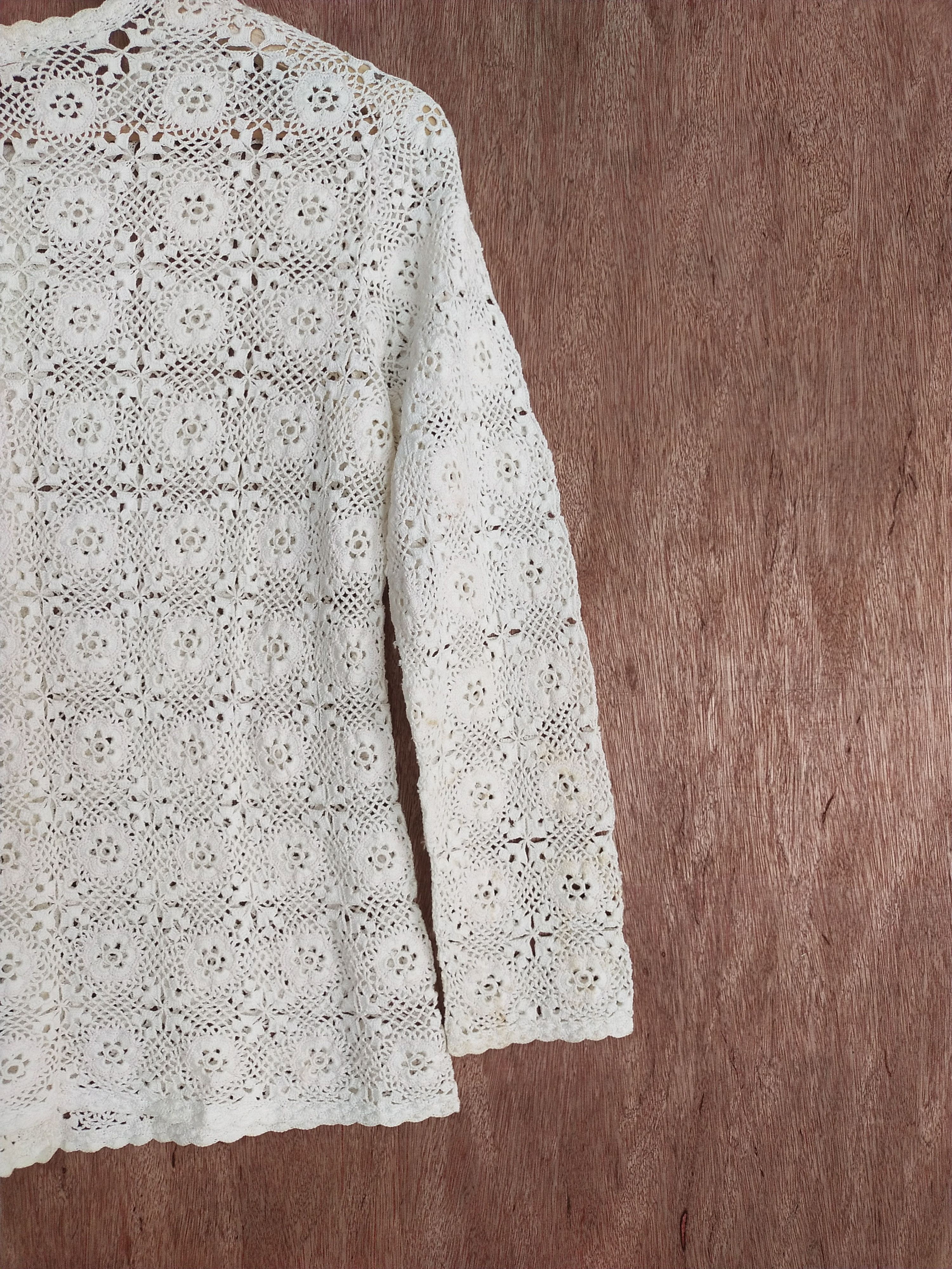 Japanese Brand Japan vintage crochet mesh net White knitwear #273 Size M / US 6-8 / IT 42-44 - 8 Thumbnail