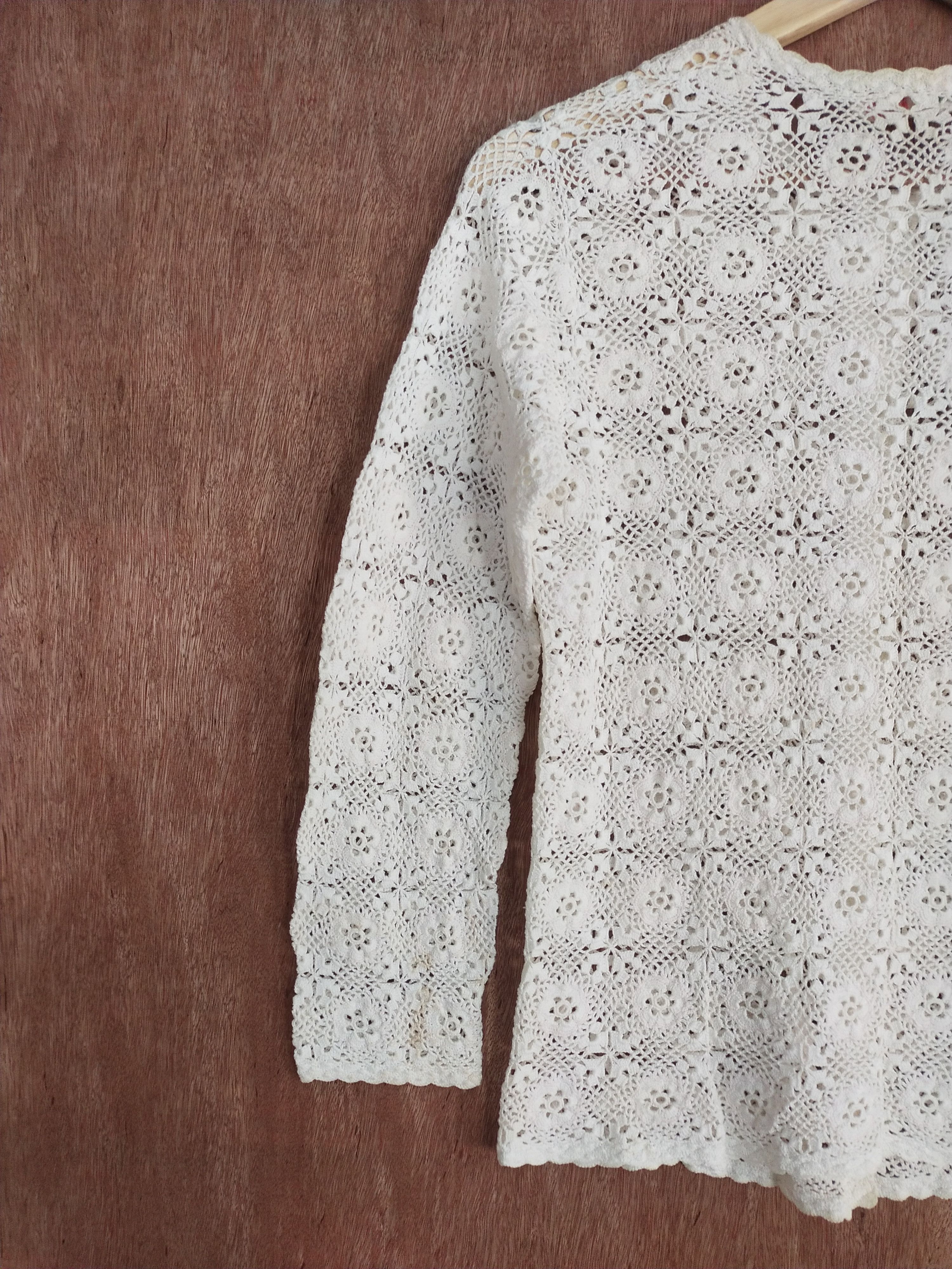 Japanese Brand Japan vintage crochet mesh net White knitwear #273 Size M / US 6-8 / IT 42-44 - 9 Thumbnail