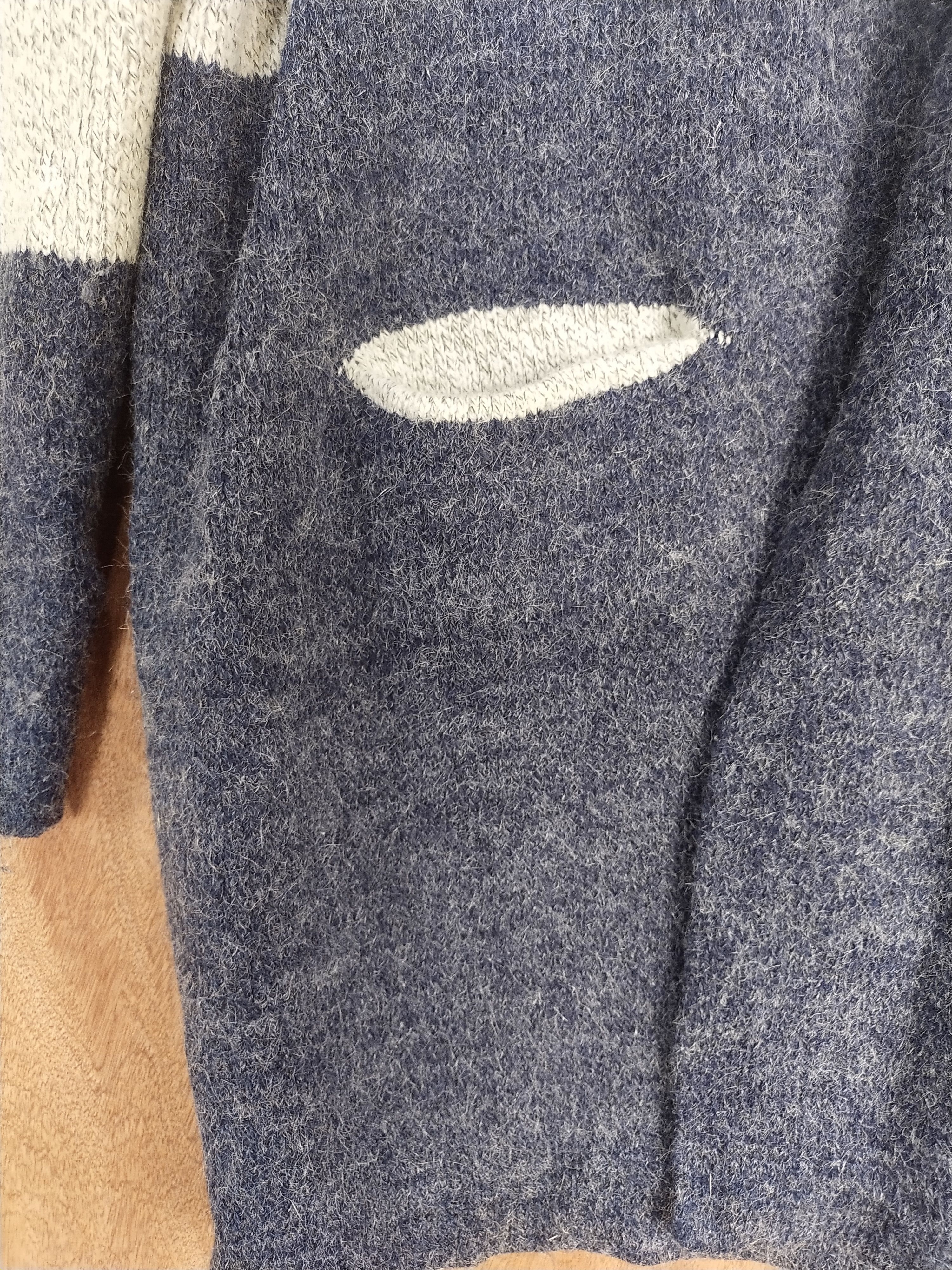 Homespun Knitwear Japan cardigan 2 tone Gray/dark blue knitwear #H274 Size US M / EU 48-50 / 2 - 6 Thumbnail