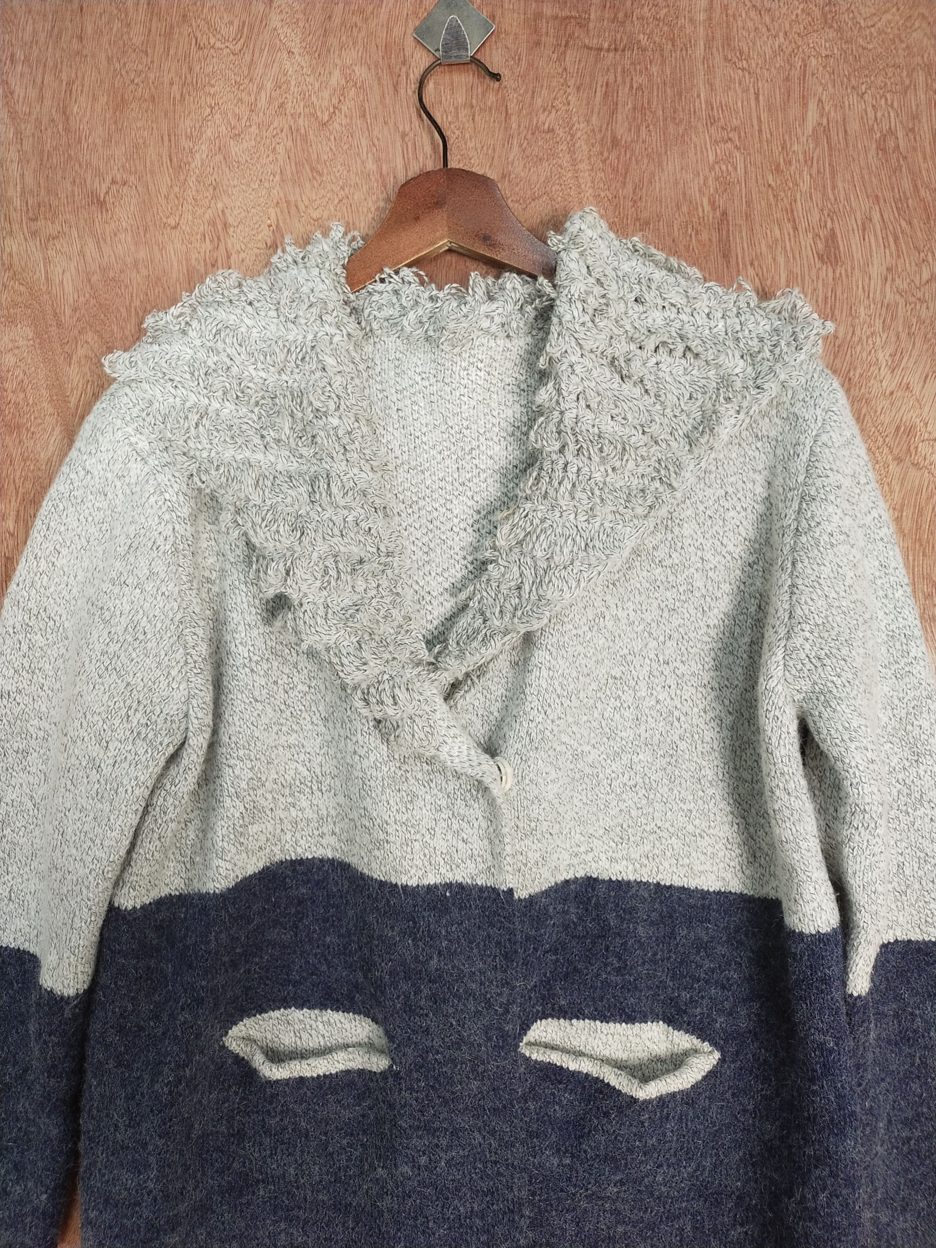 Homespun Knitwear Japan cardigan 2 tone Gray/dark blue knitwear #H274 Size US M / EU 48-50 / 2 - 2 Thumbnail