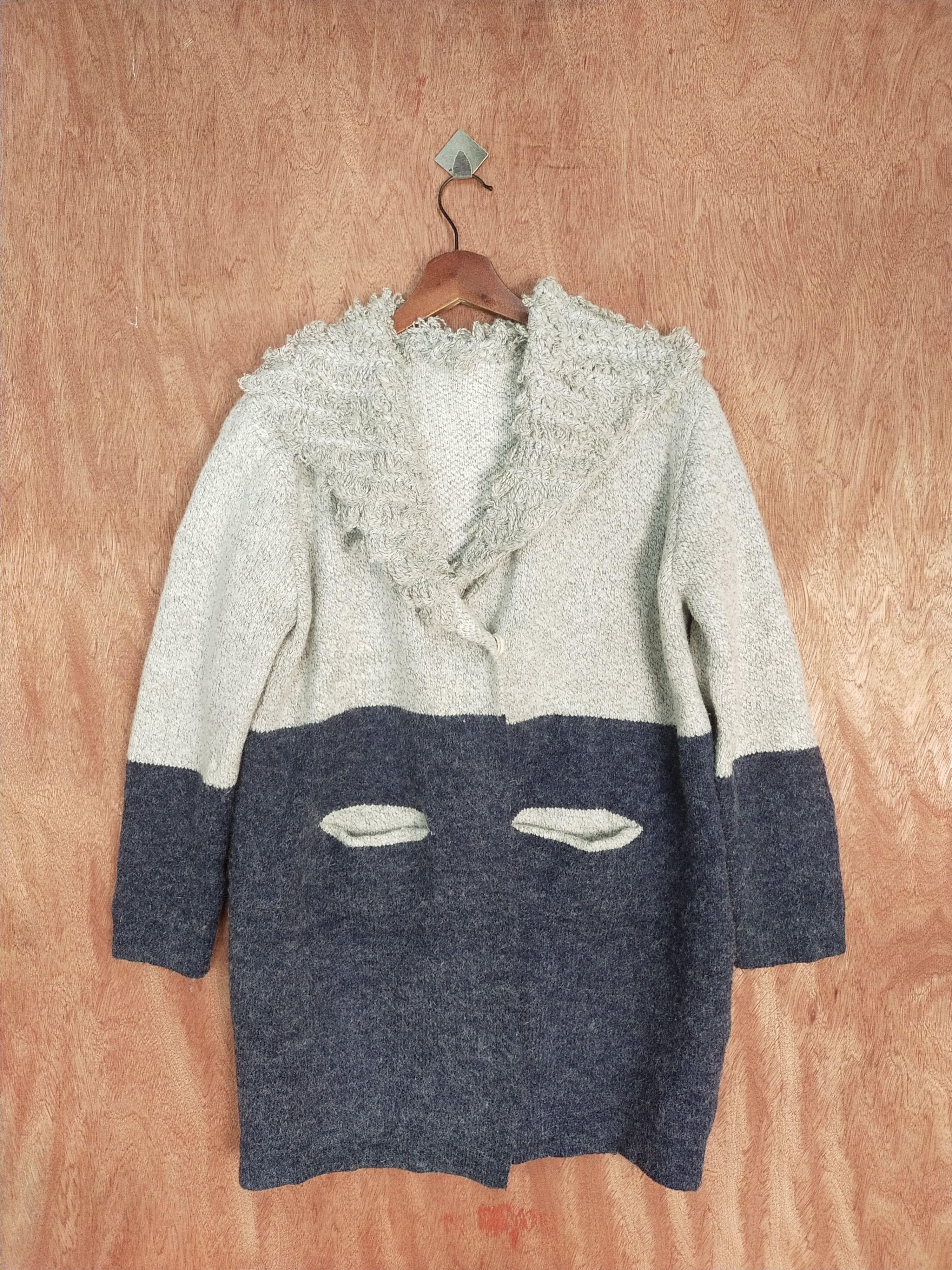 Homespun Knitwear Japan cardigan 2 tone Gray/dark blue knitwear #H274 Size US M / EU 48-50 / 2 - 1 Thumbnail