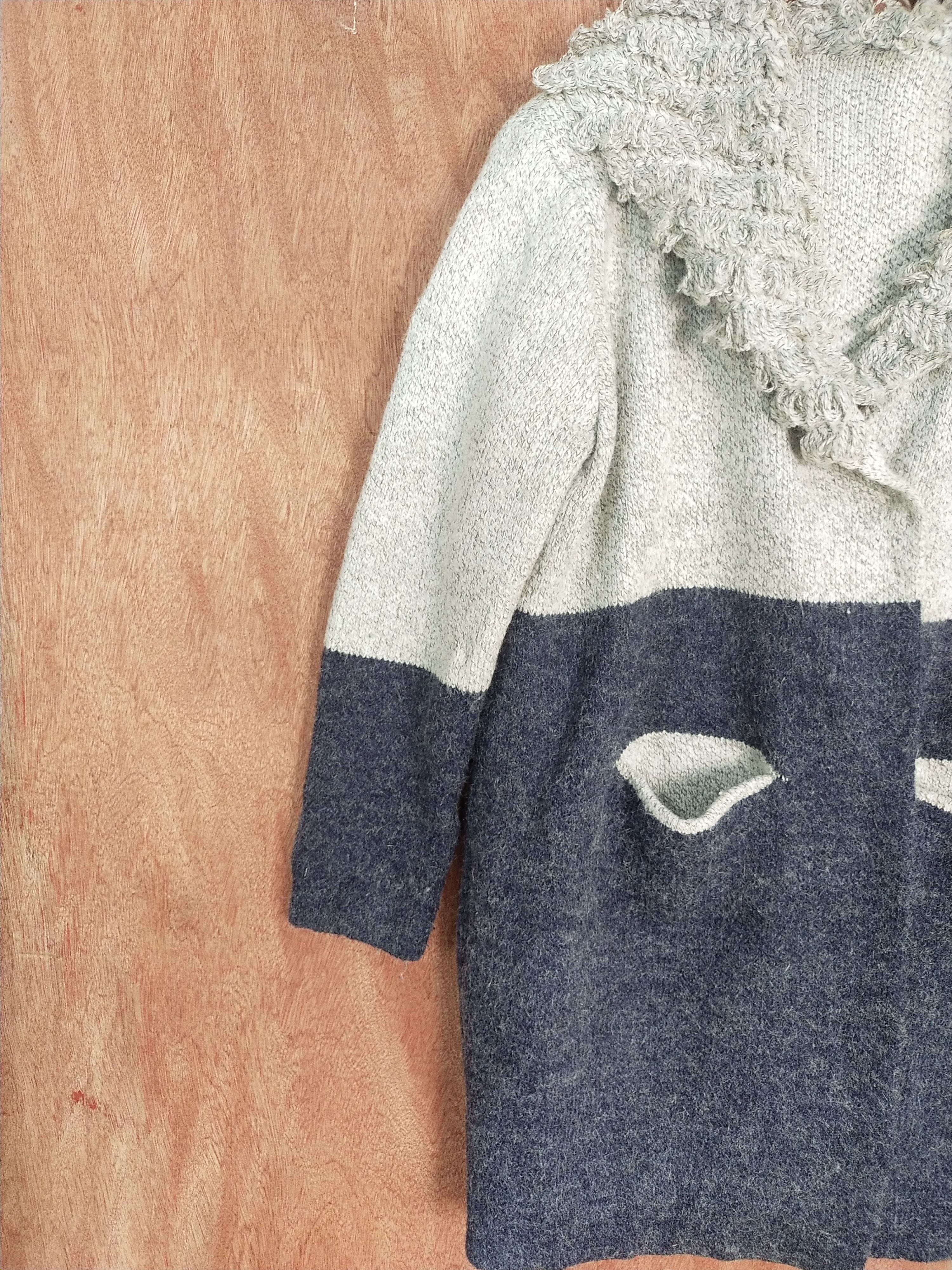 Homespun Knitwear Japan cardigan 2 tone Gray/dark blue knitwear #H274 Size US M / EU 48-50 / 2 - 5 Thumbnail