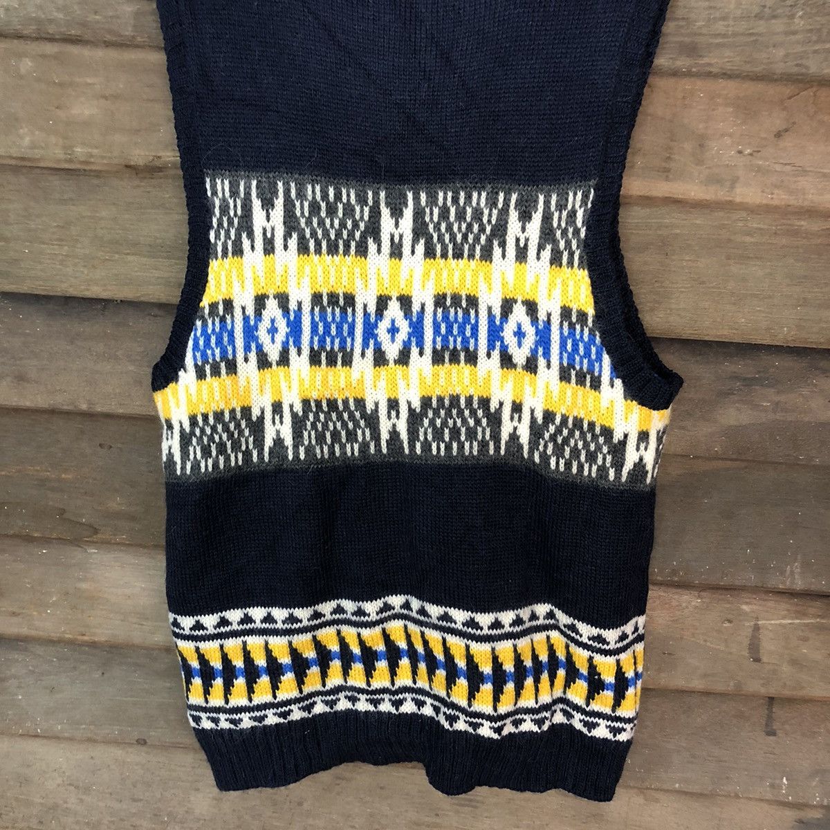 Aran Isles Knitwear GU Dark Blue Vest sleeveless cardigan Knitwear #H249 Size US L / EU 52-54 / 3 - 10 Thumbnail
