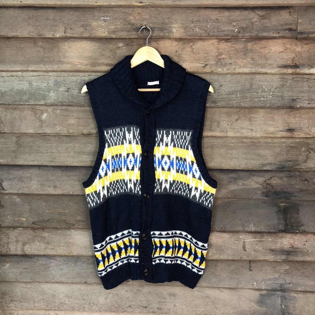 Aran Isles Knitwear GU Dark Blue Vest sleeveless cardigan Knitwear #H249 Size US L / EU 52-54 / 3 - 1 Thumbnail