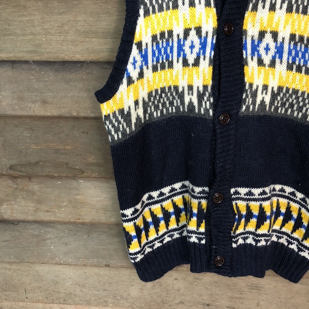 Aran Isles Knitwear GU Dark Blue Vest sleeveless cardigan Knitwear #H249 Size US L / EU 52-54 / 3 - 5 Thumbnail