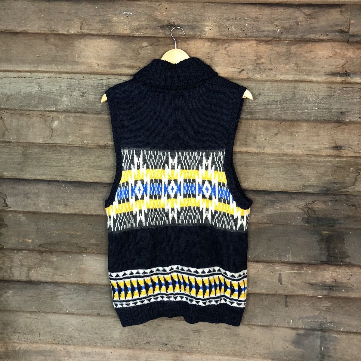 Aran Isles Knitwear GU Dark Blue Vest sleeveless cardigan Knitwear #H249 Size US L / EU 52-54 / 3 - 9 Thumbnail