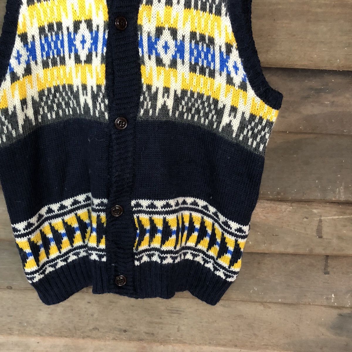 Aran Isles Knitwear GU Dark Blue Vest sleeveless cardigan Knitwear #H249 Size US L / EU 52-54 / 3 - 6 Thumbnail