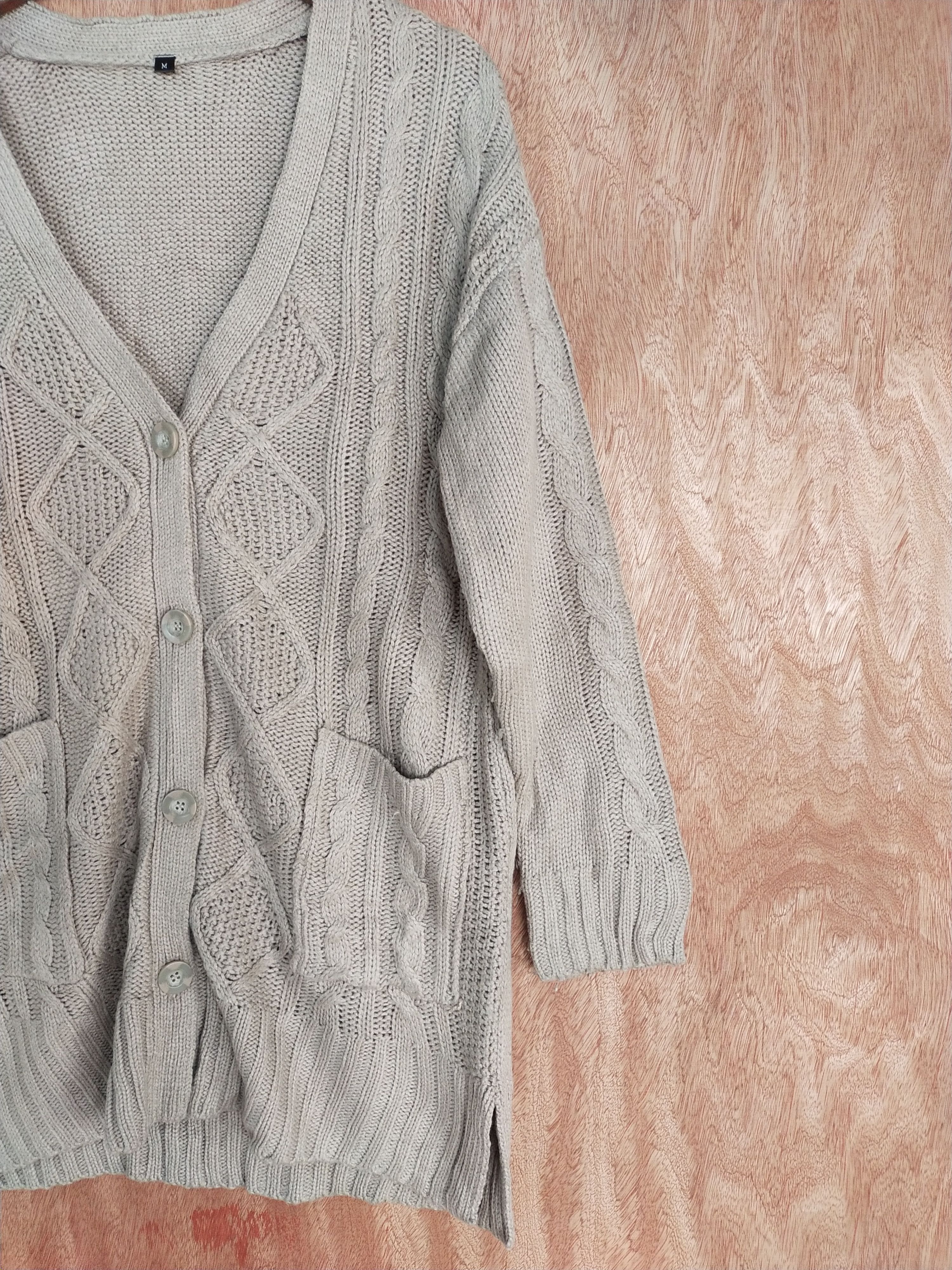 Homespun Knitwear japan Light brown cardigan cable Knitwear #S093 Size US L / EU 52-54 / 3 - 3 Thumbnail