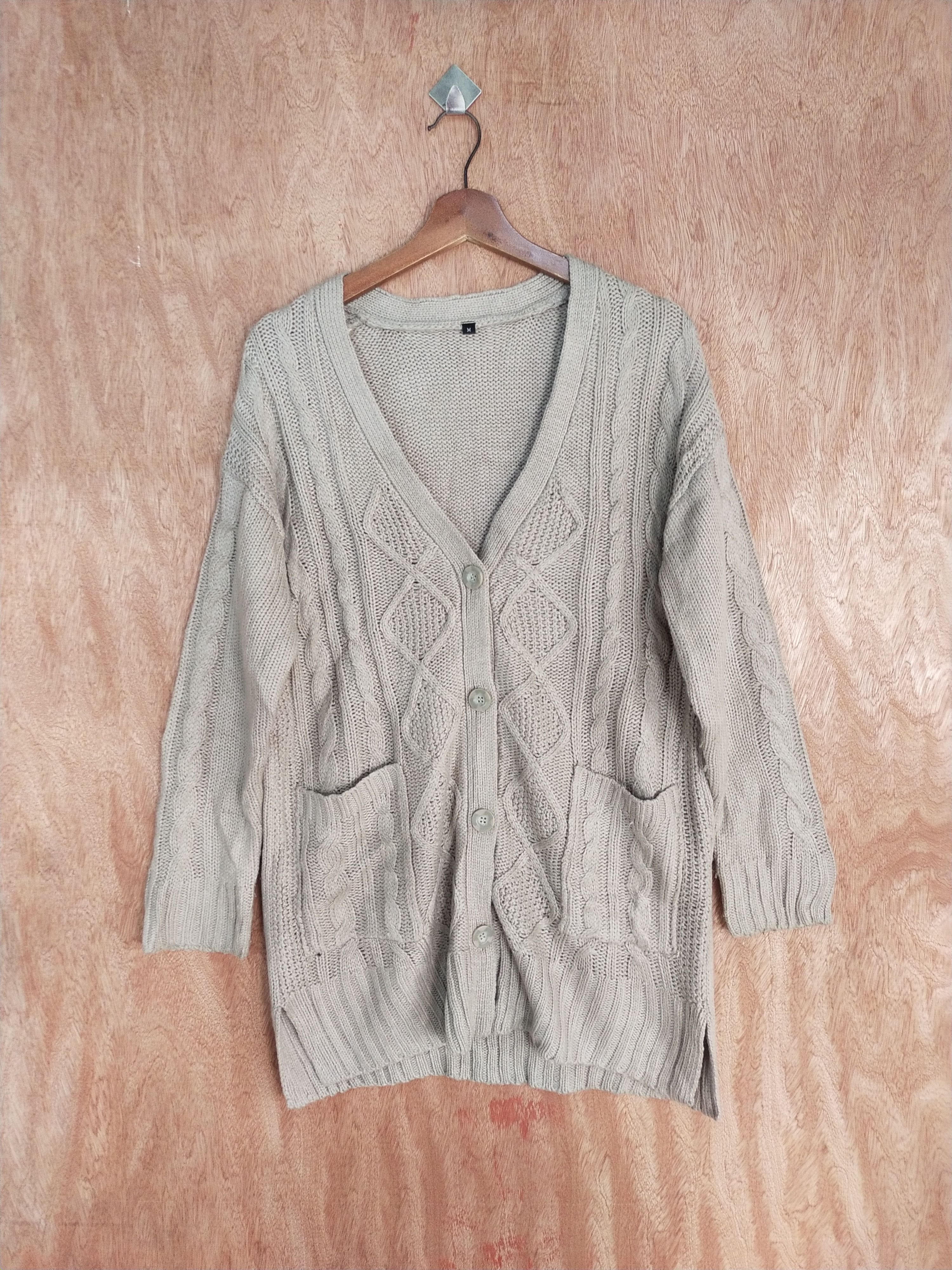 Homespun Knitwear japan Light brown cardigan cable Knitwear #S093 Size US L / EU 52-54 / 3 - 1 Thumbnail