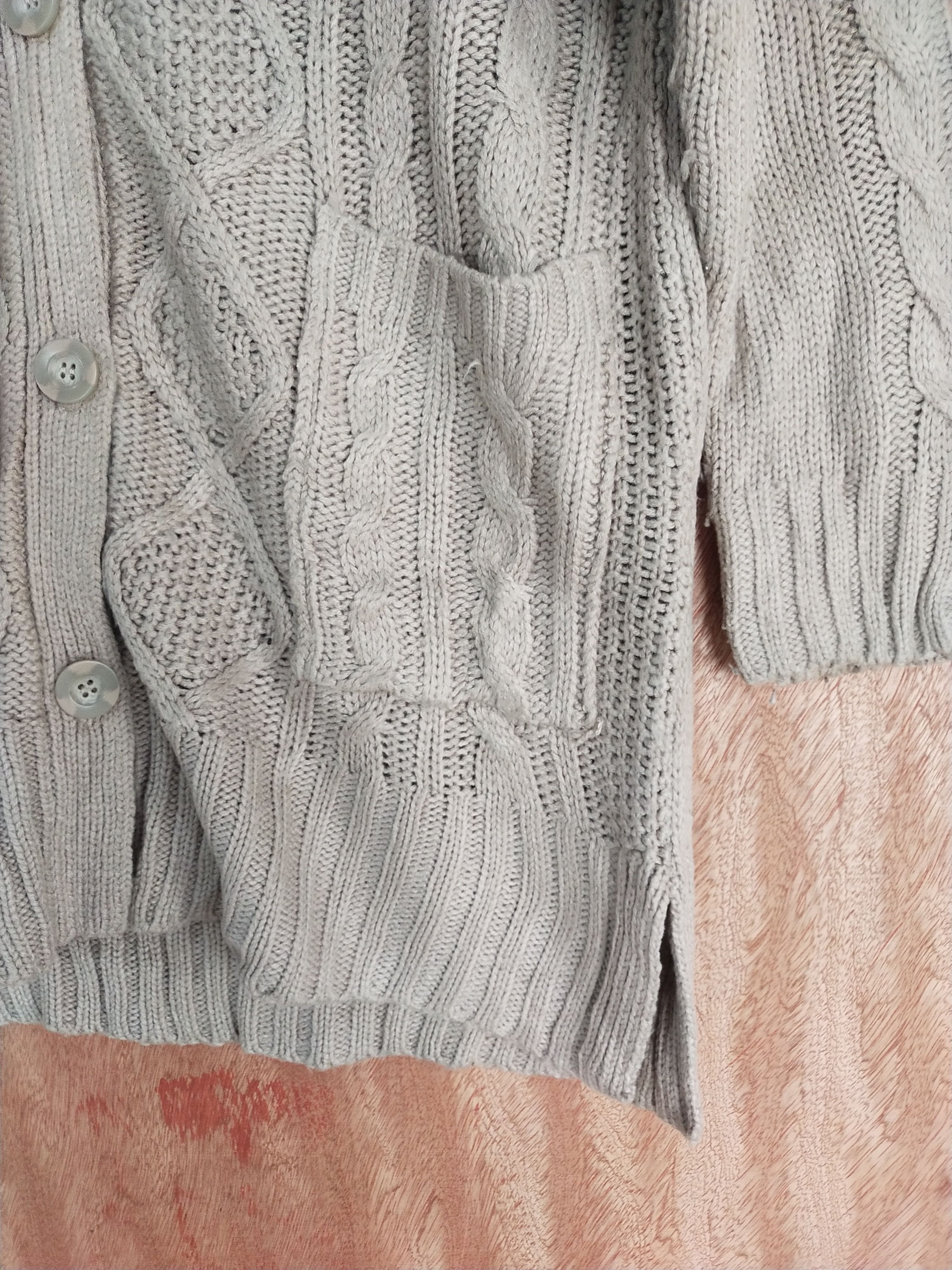 Homespun Knitwear japan Light brown cardigan cable Knitwear #S093 Size US L / EU 52-54 / 3 - 4 Thumbnail