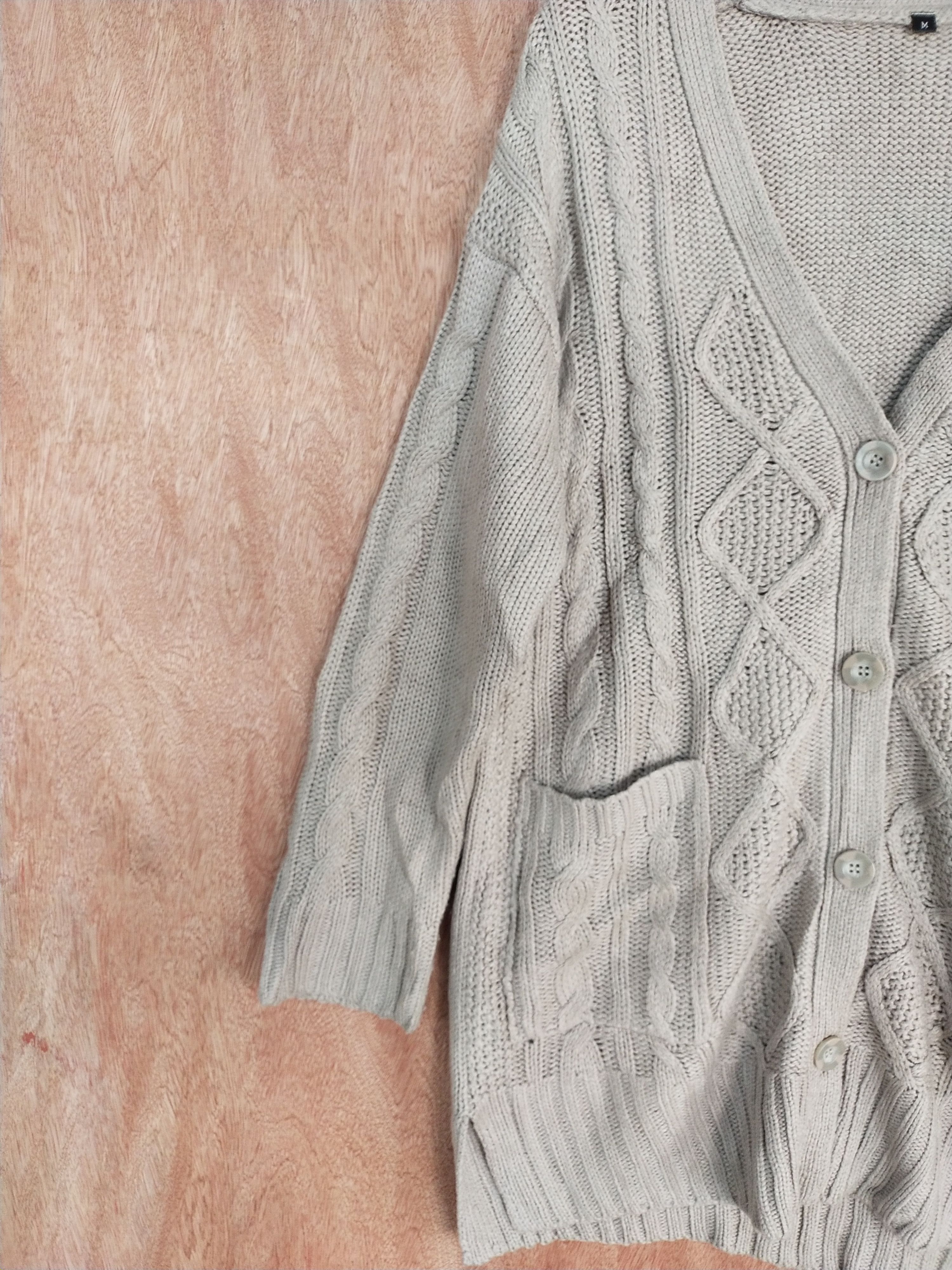 Homespun Knitwear japan Light brown cardigan cable Knitwear #S093 Size US L / EU 52-54 / 3 - 5 Thumbnail