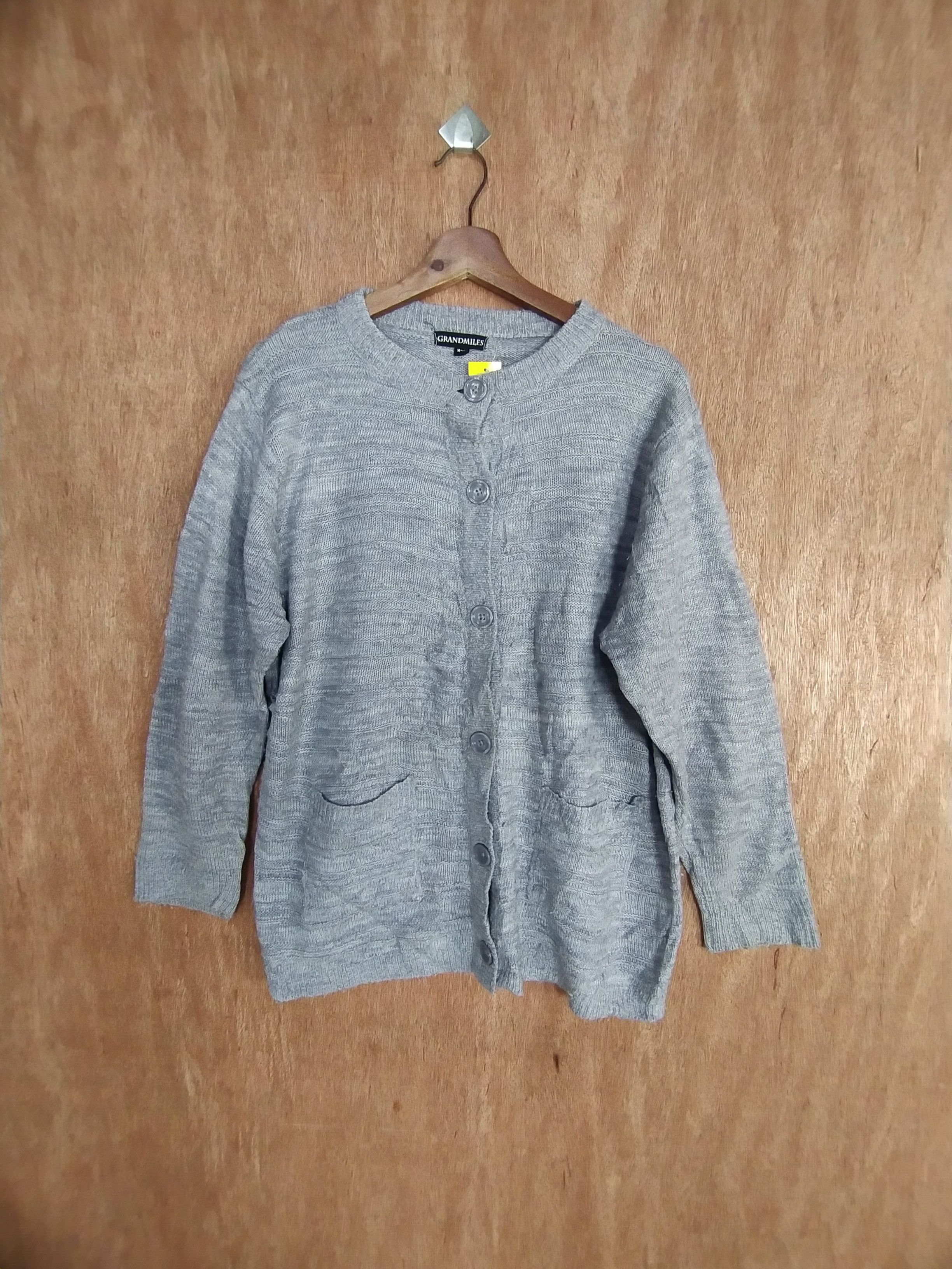 Grand Miles gray cardigan knitwear distressed #S019
