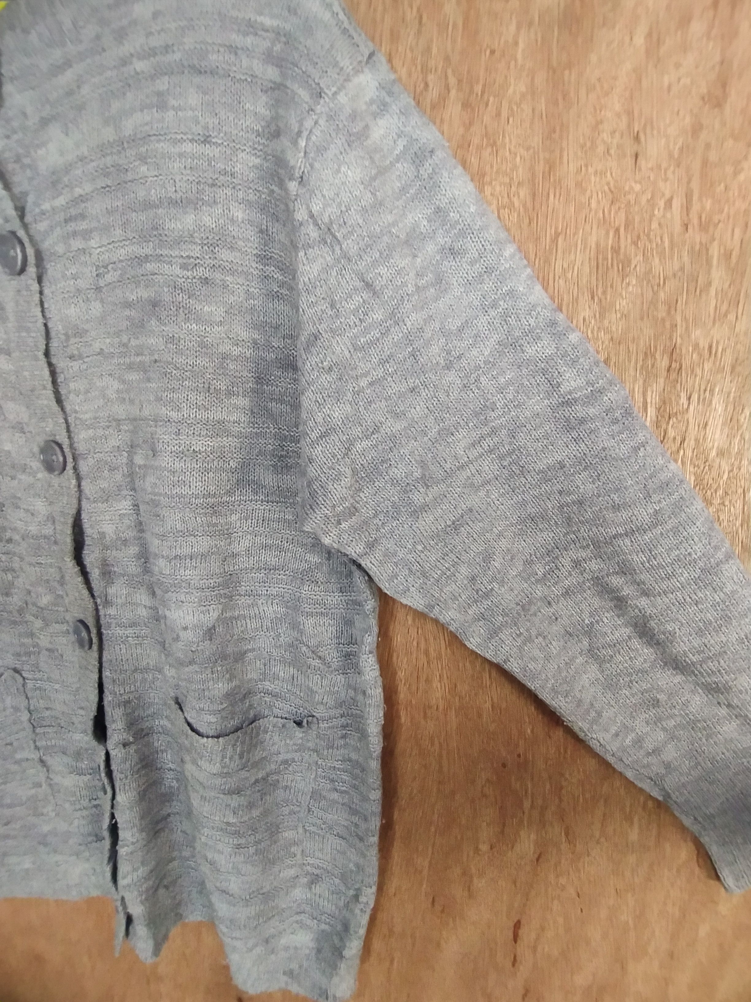 Japanese Brand Grand Miles gray cardigan knitwear distressed #S019 Size US L / EU 52-54 / 3 - 9 Thumbnail