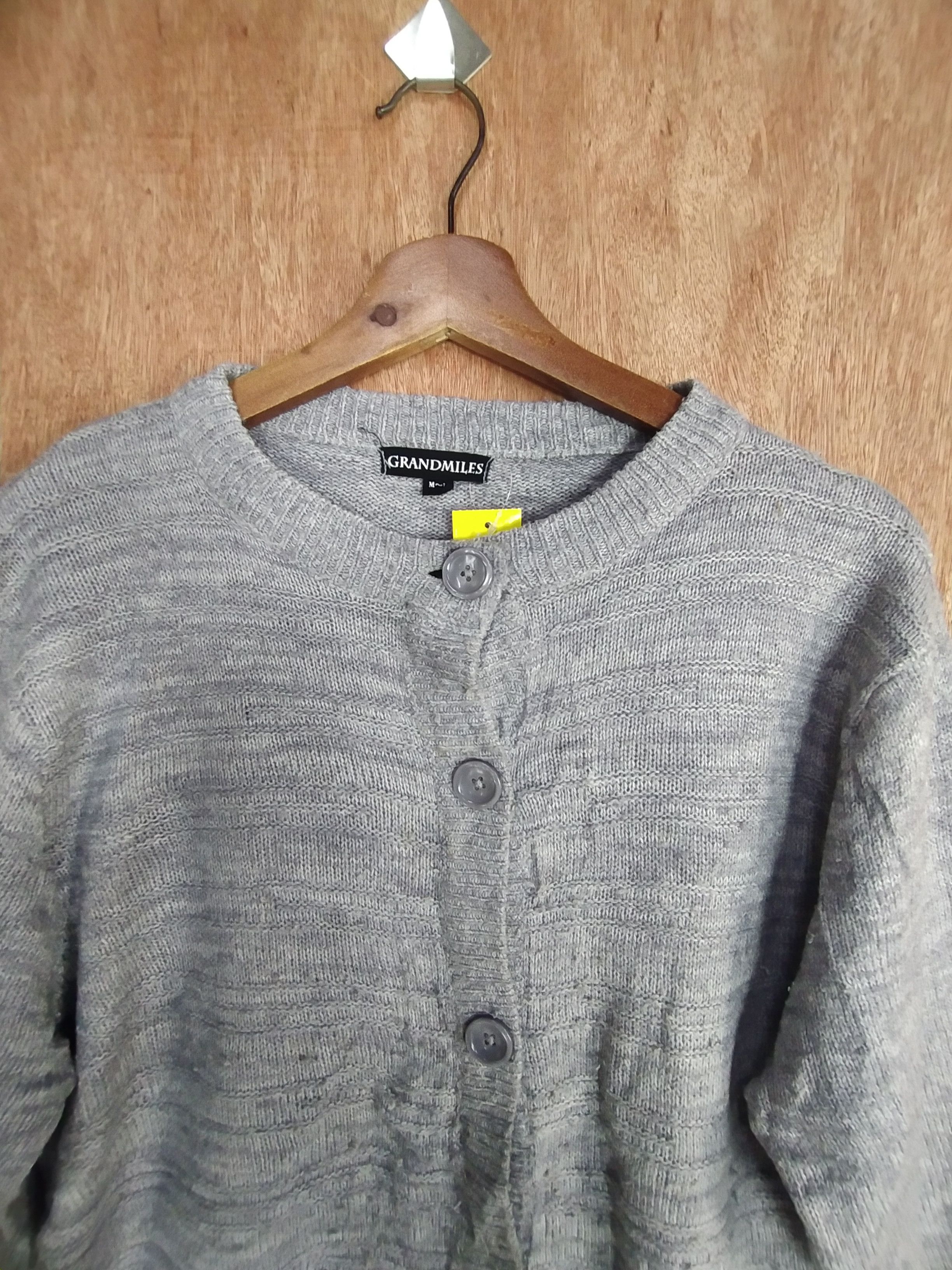 Japanese Brand Grand Miles gray cardigan knitwear distressed #S019 Size US L / EU 52-54 / 3 - 2 Thumbnail