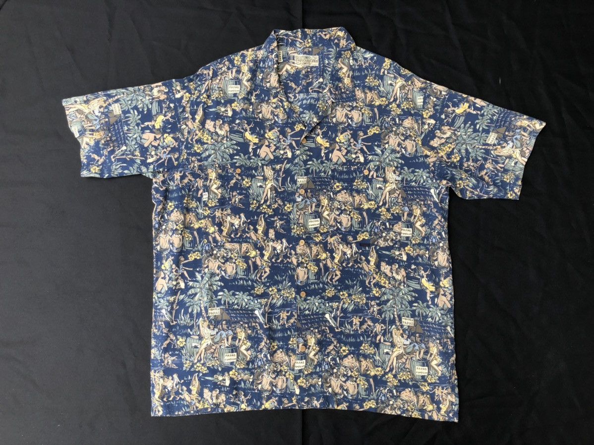 Mademoiselle Non Non Vintage Papas Island Japan Baggy Silk Hawaiian Shirt Size US L / EU 52-54 / 3 - 1 Thumbnail