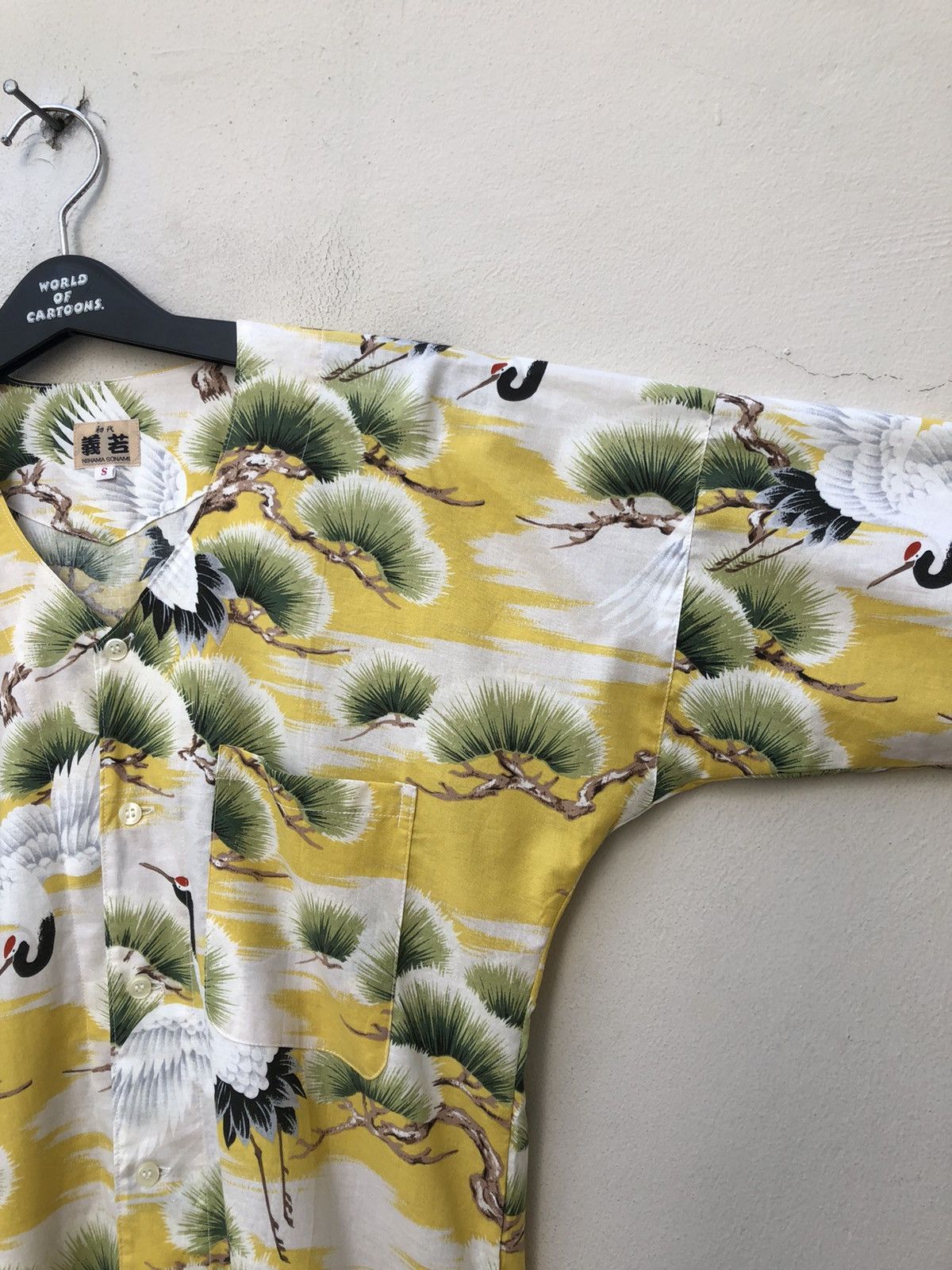 Vintage 80s NIIHAMA SONAMI Japanese Crane 3q Sleeve Button Shirt Size US S / EU 44-46 / 1 - 13 Thumbnail